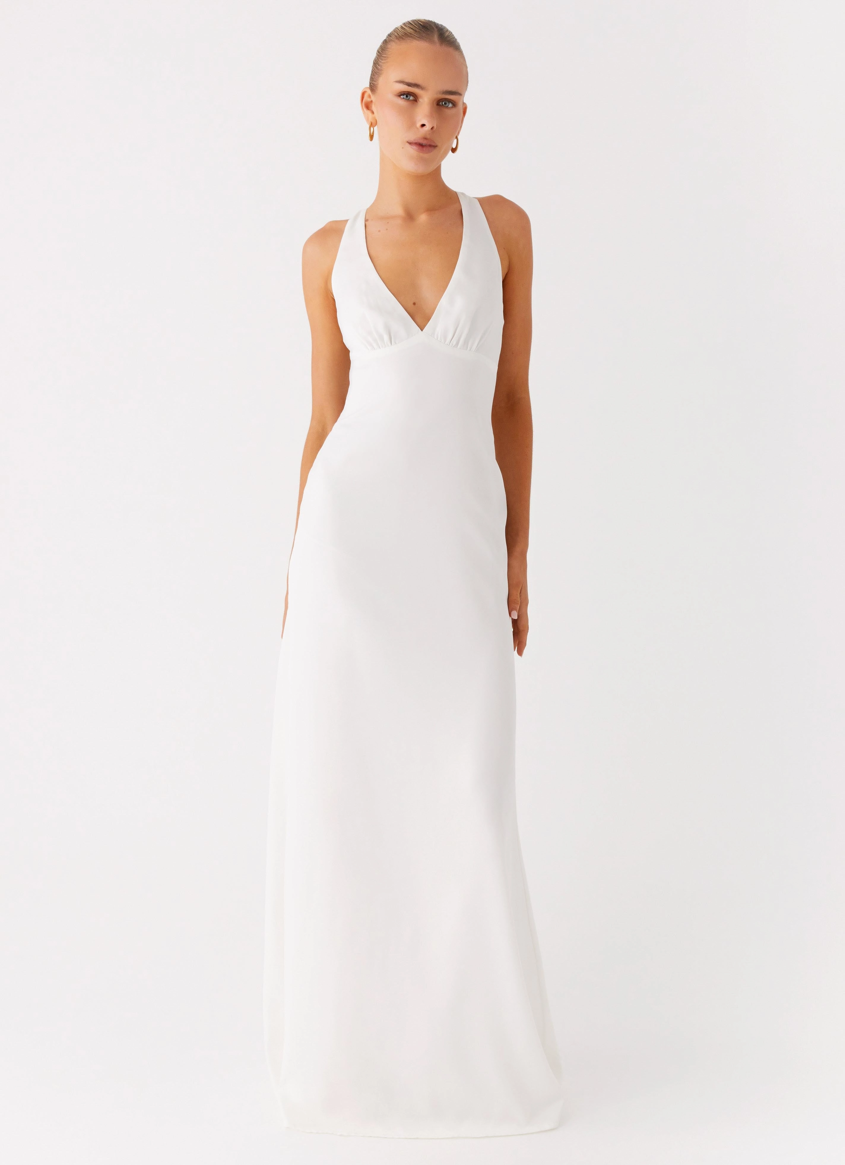 Desi Halterneck Maxi Dress - White Runway Inspired