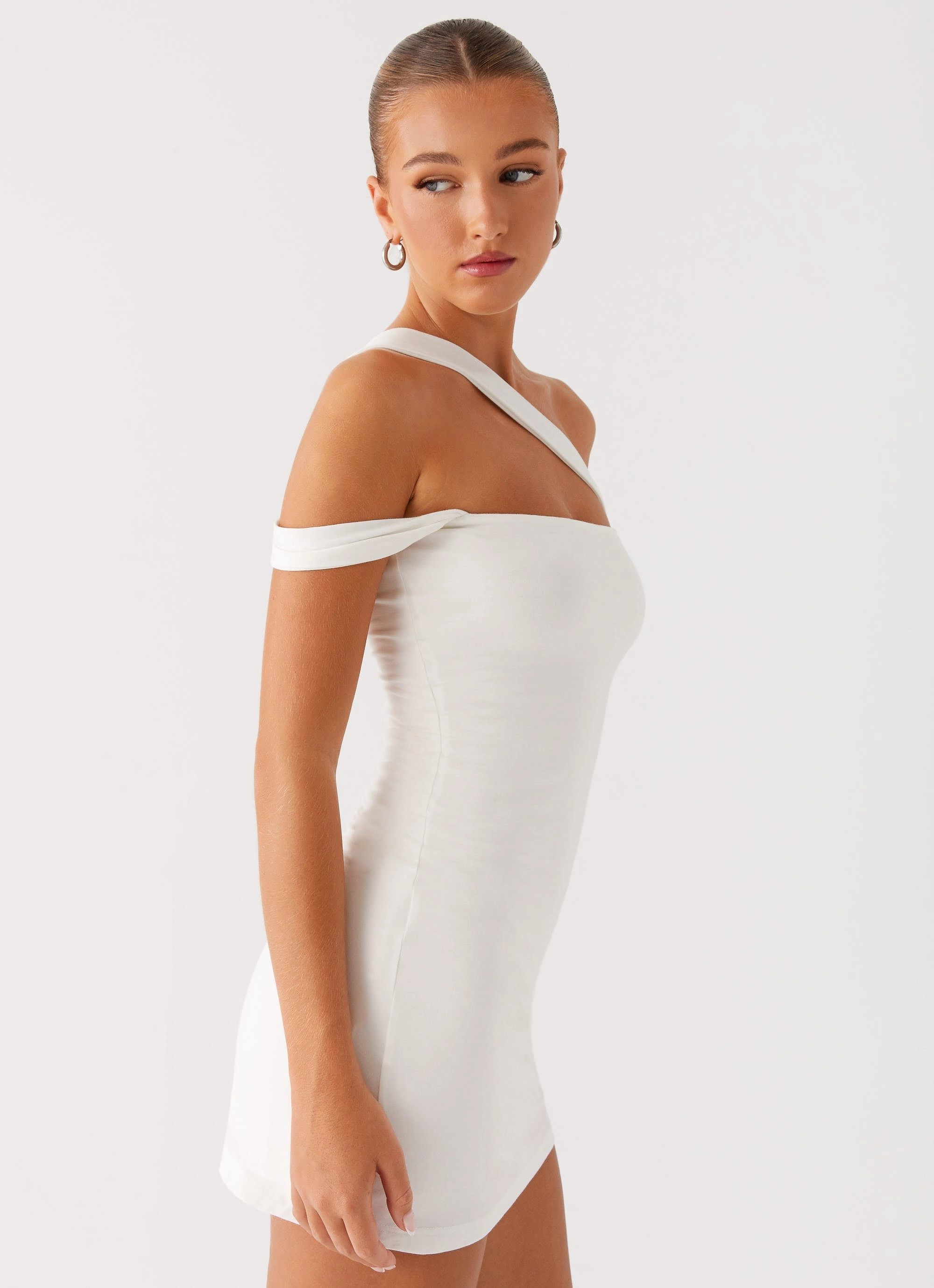 Lena Ruched Mini Dress - Ivory Work Option Must Have