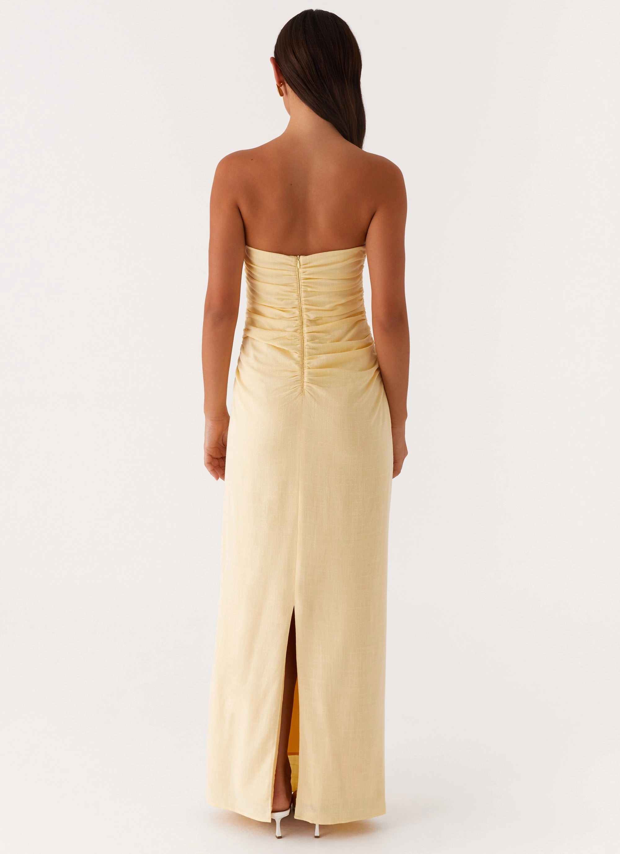 Xena Gathered Maxi Dress - Yellow Slim Form