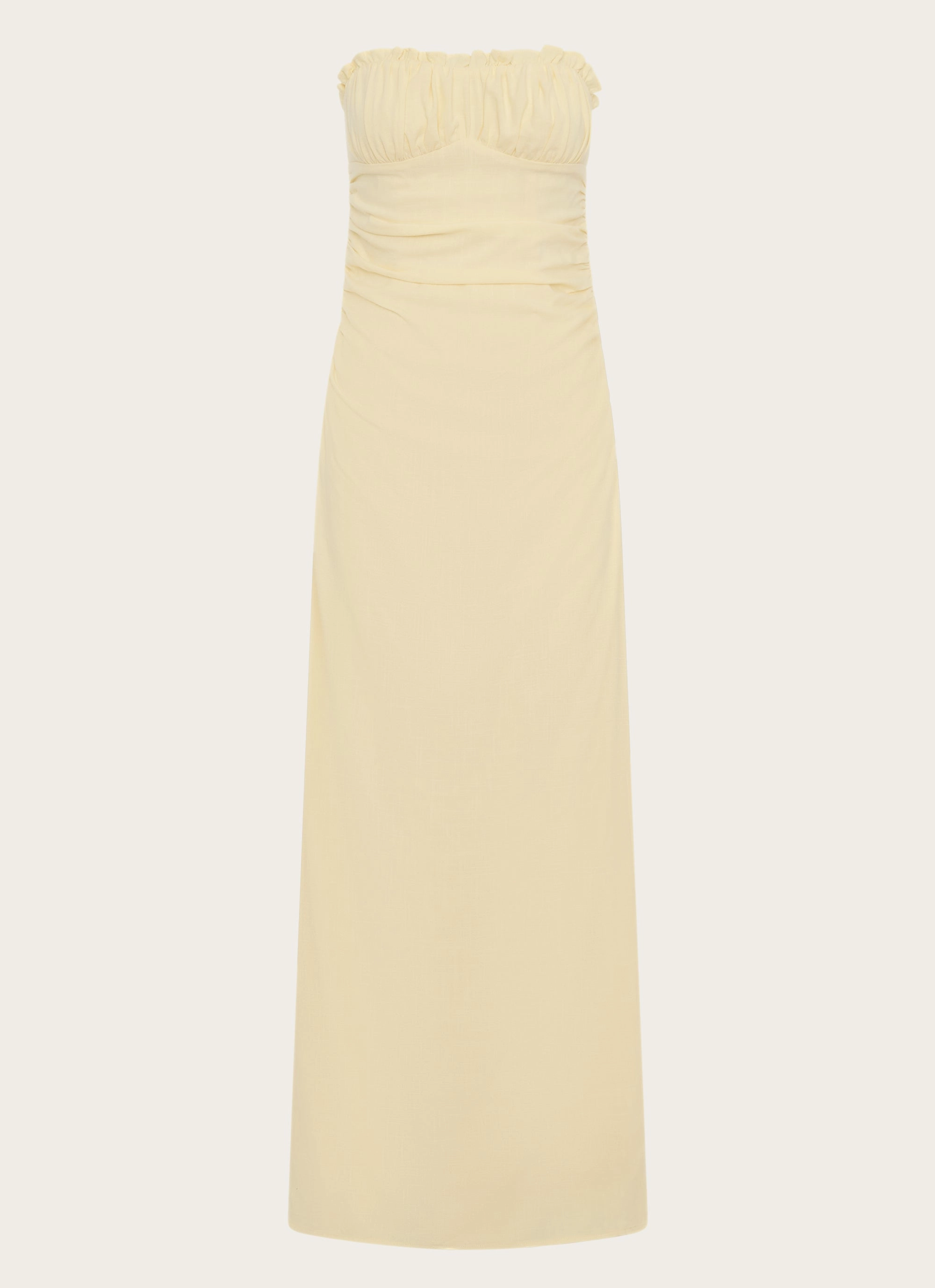 Xena Gathered Maxi Dress - Yellow Smart Style