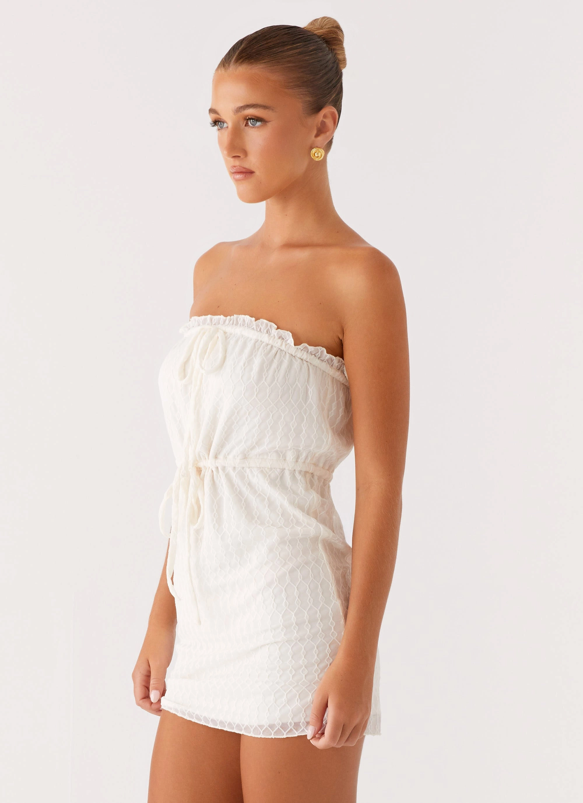 Alina Mini Dress - Ivory Pure Color Urban Touch
