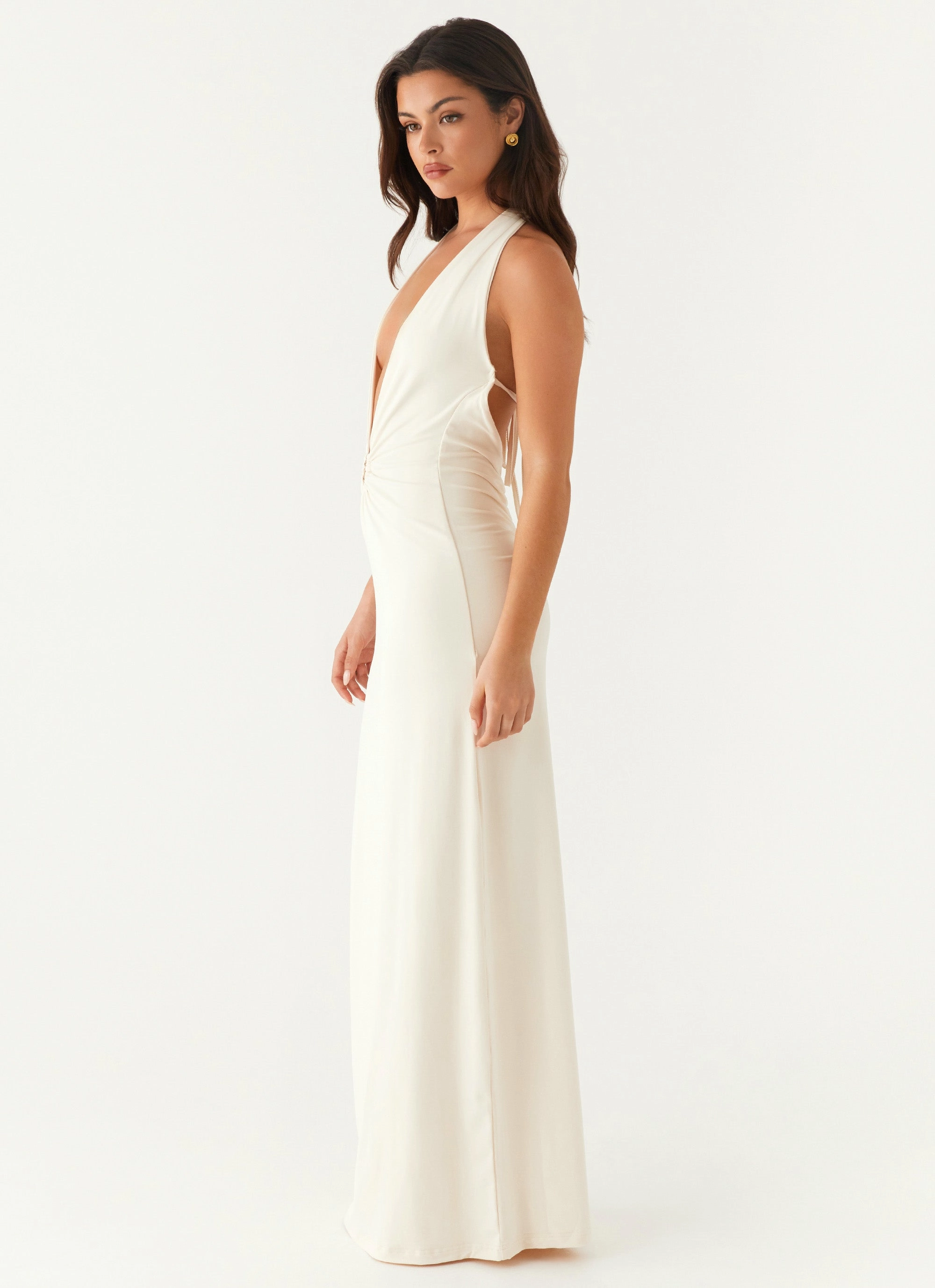 Dominica Maxi Dress - Ivory Wide Hemline Chic Layers