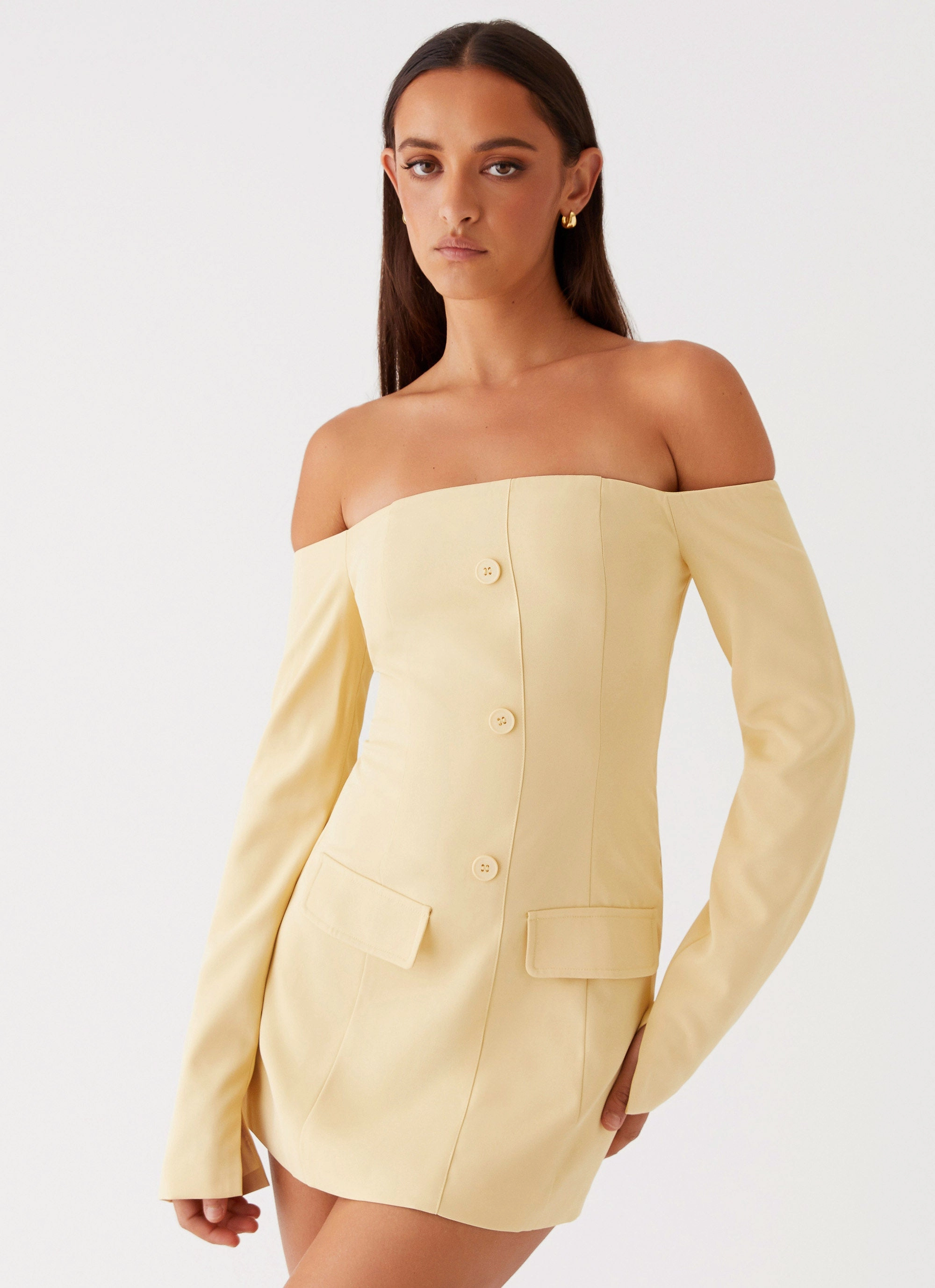 Autumn Essential Dominique Blazer Mini Dress - Yellow