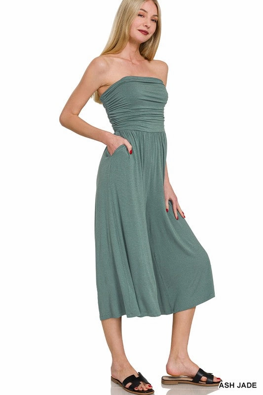 Four Way Stretch Fabric Water Efficient Wash Process SERGIE DOUBLE LAYERED STRAPLESS TUBE TOP JUMPSUIT