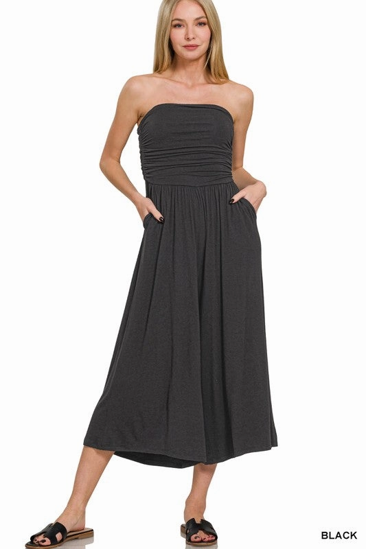 All Round Piece Clean Silhouette SERGIE DOUBLE LAYERED STRAPLESS TUBE TOP JUMPSUIT