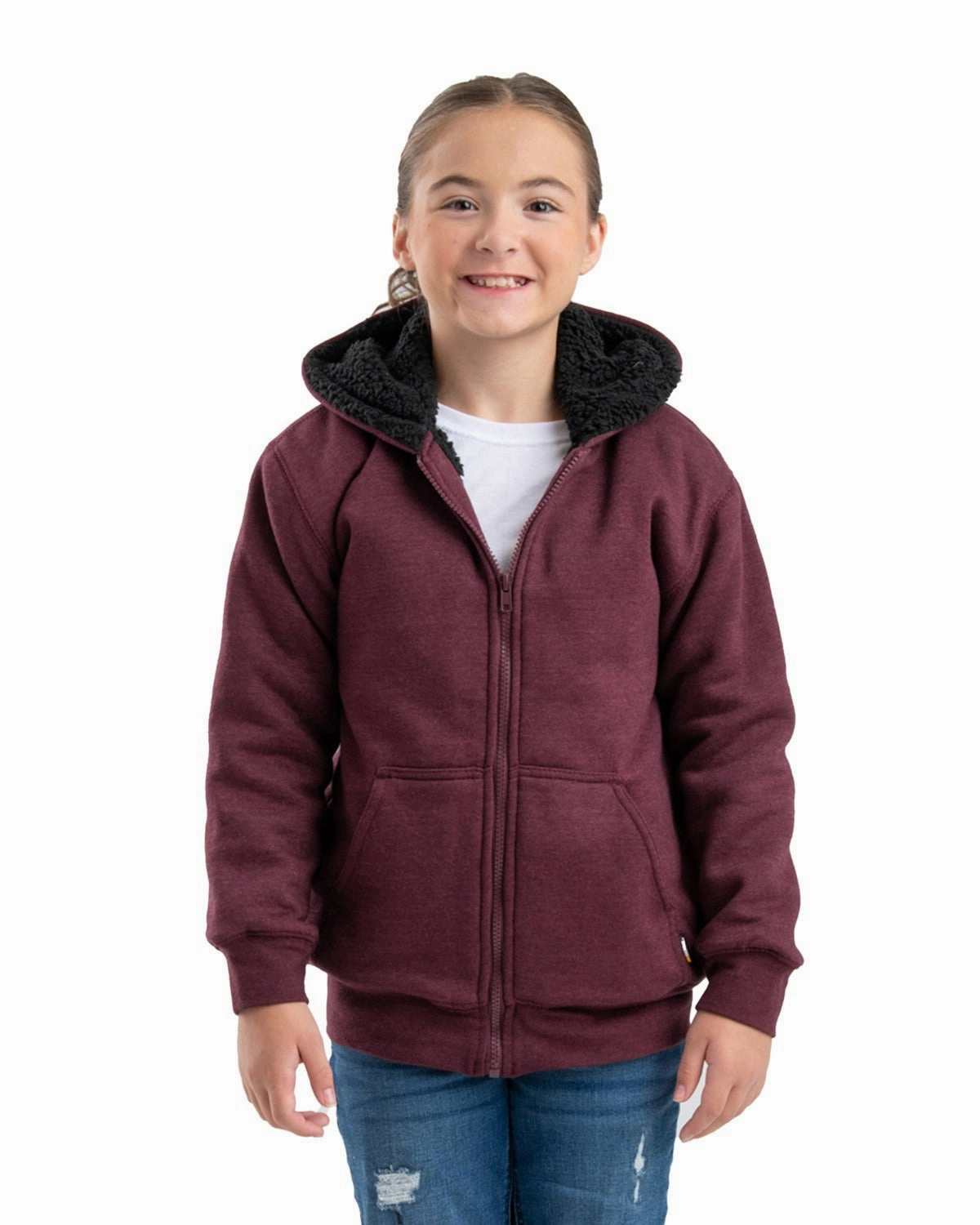 Thermal Retention Layer Berne Womens Sherpa-Lined Sweatshirt Cabernet Cotton Blend Hoodie