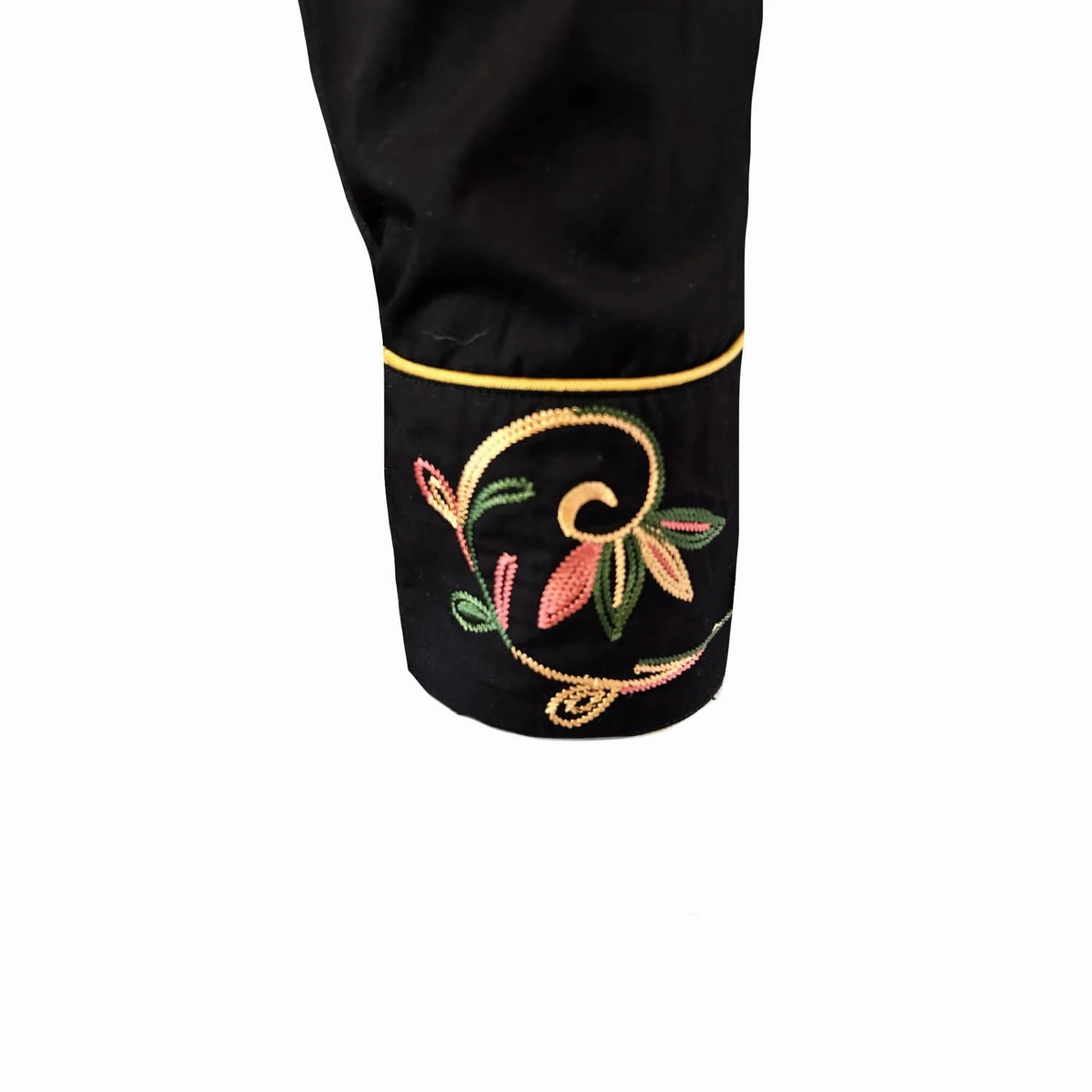 Tuckable Hem Rockmount Mens Vintage Variegated Floral Black 100% Cotton L/S Shirt