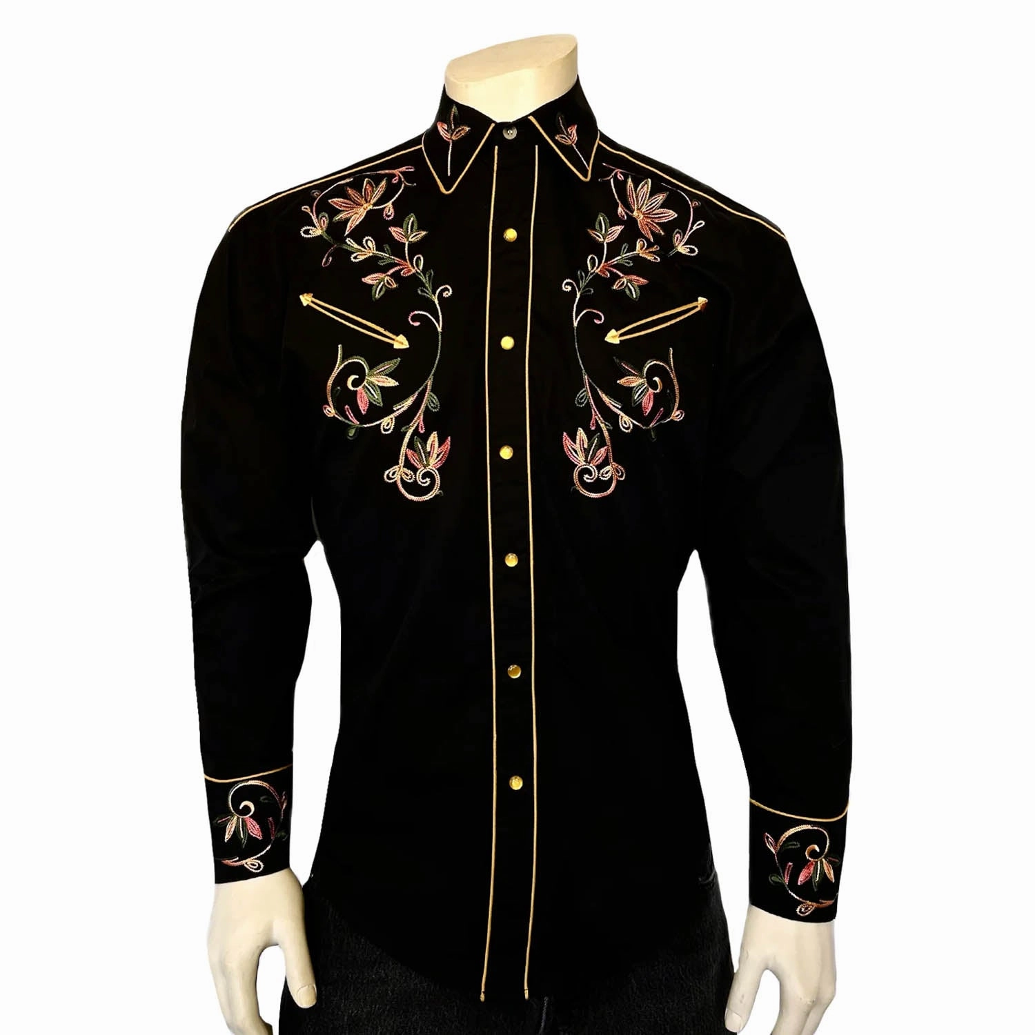 Inner Layer Rockmount Mens Vintage Variegated Floral Black 100% Cotton L/S Shirt