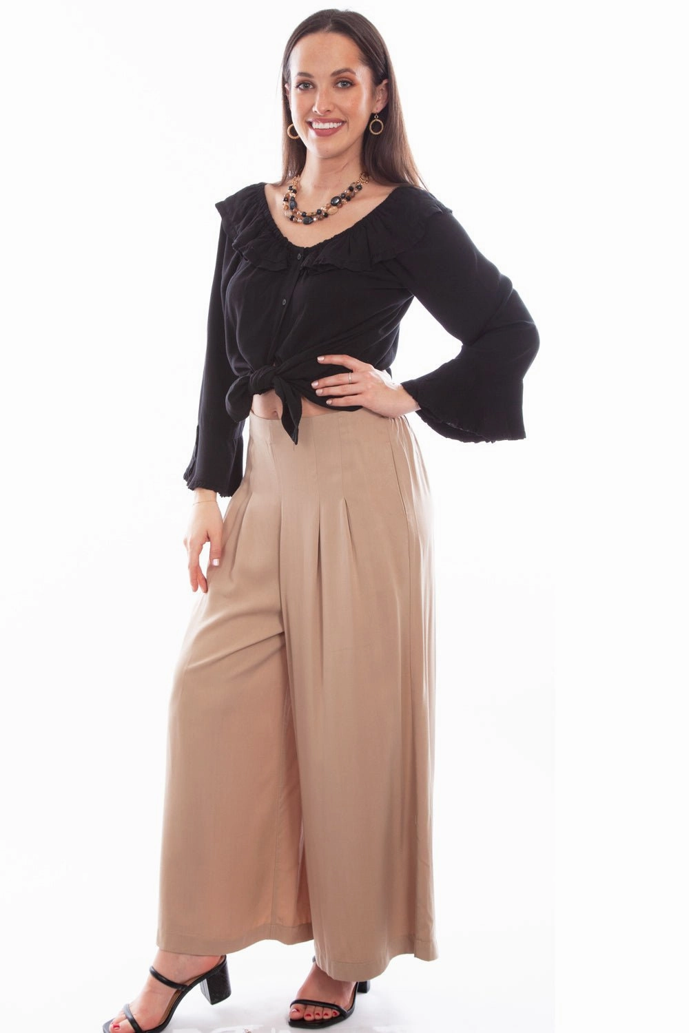 Scully Womens Tan Tencel Gaucho Pants Traveler Gear Smart Casual Fall Outfit