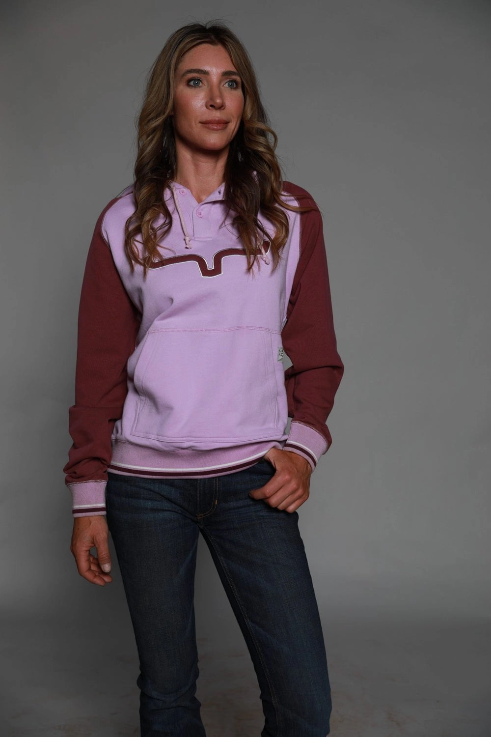 Full Length Zipper Closure Reinforced Shoulder Panels Kimes Ranch Womens Summer Love Fleece Lavender Cotton Blend L/S Hoodie