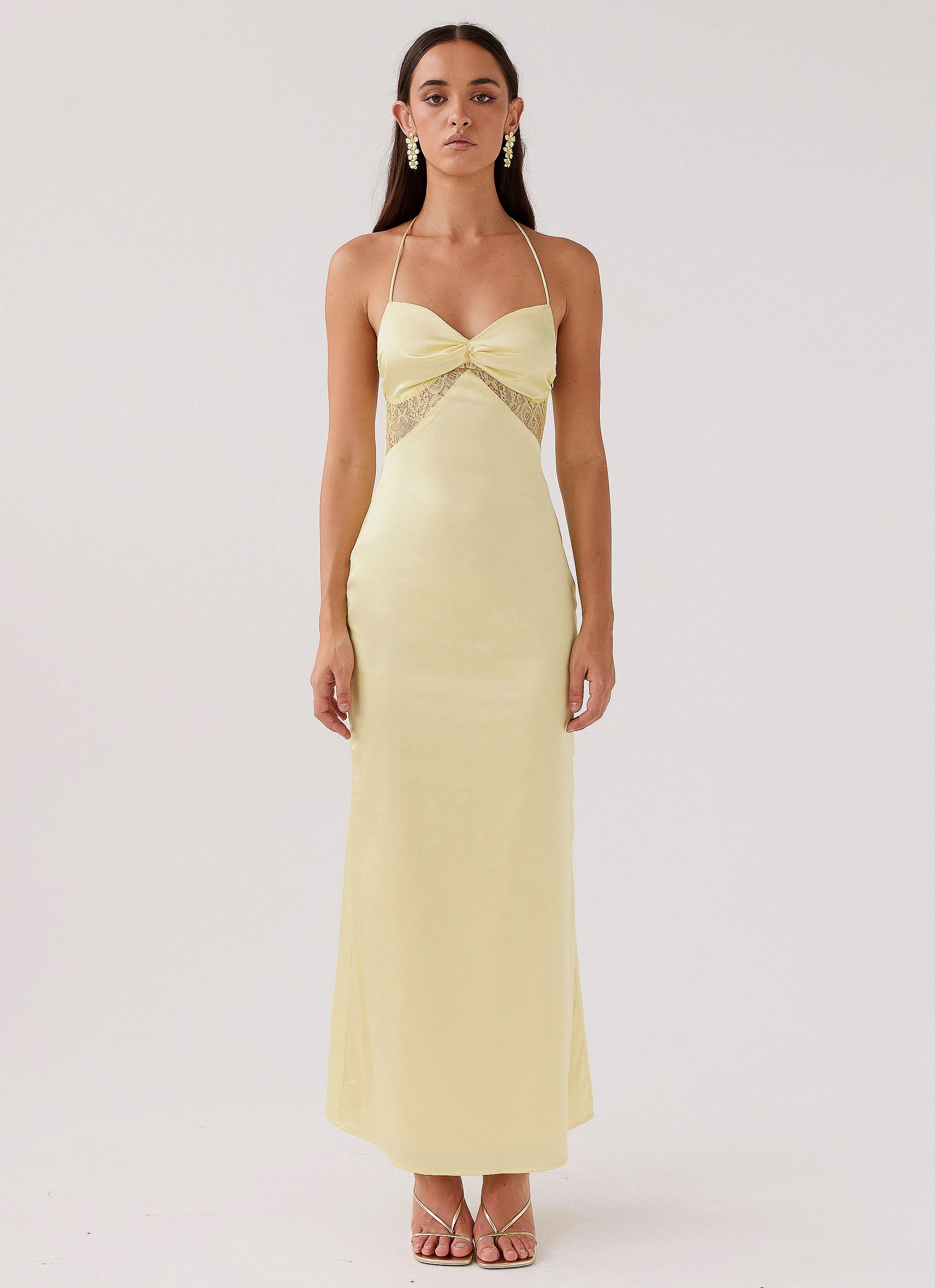Dream Sight Lace Satin Maxi Dress - Lemon Casual Fashion