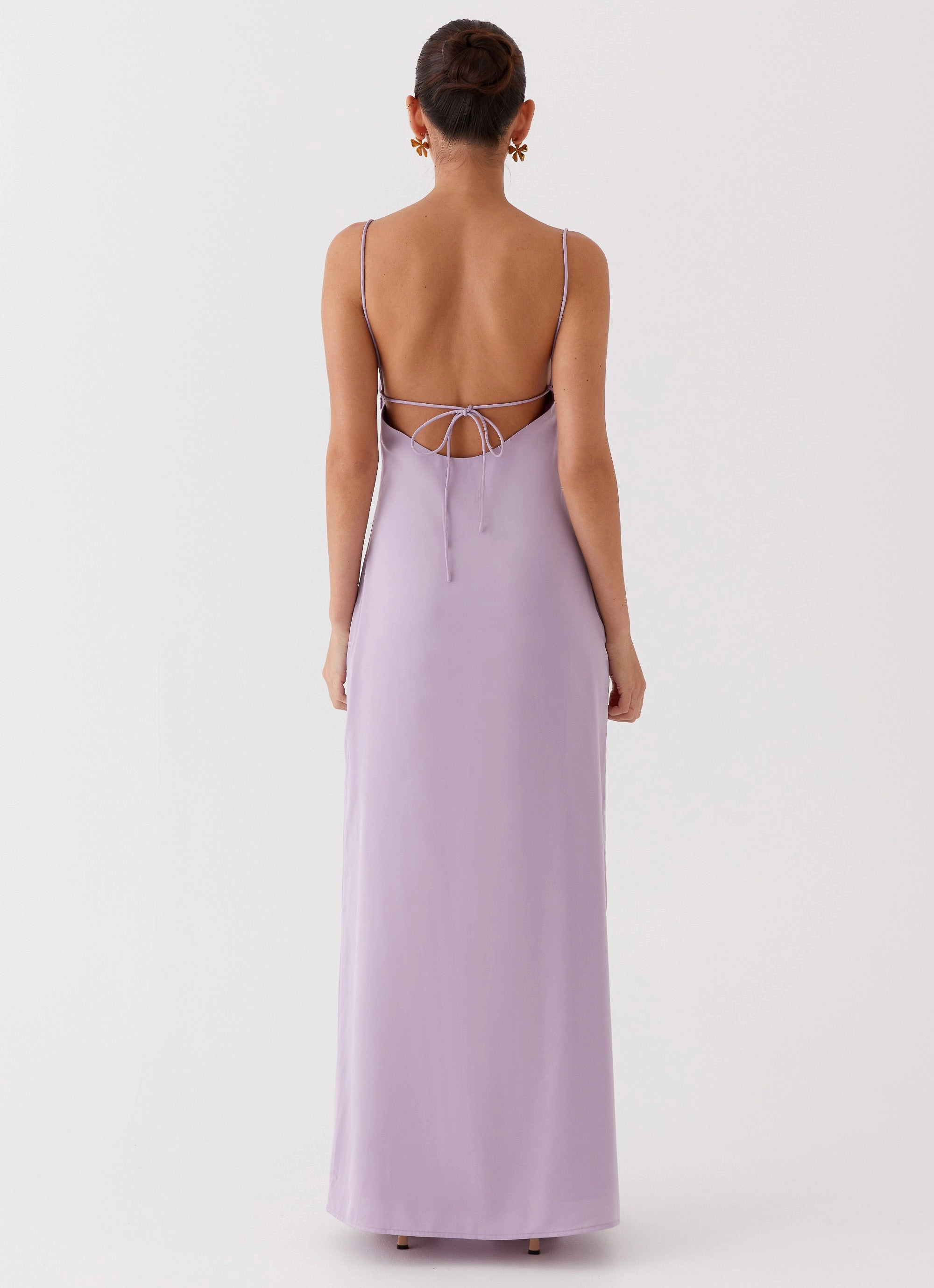 Dream Sight Lace Satin Maxi Dress - Lilac Classic Cut