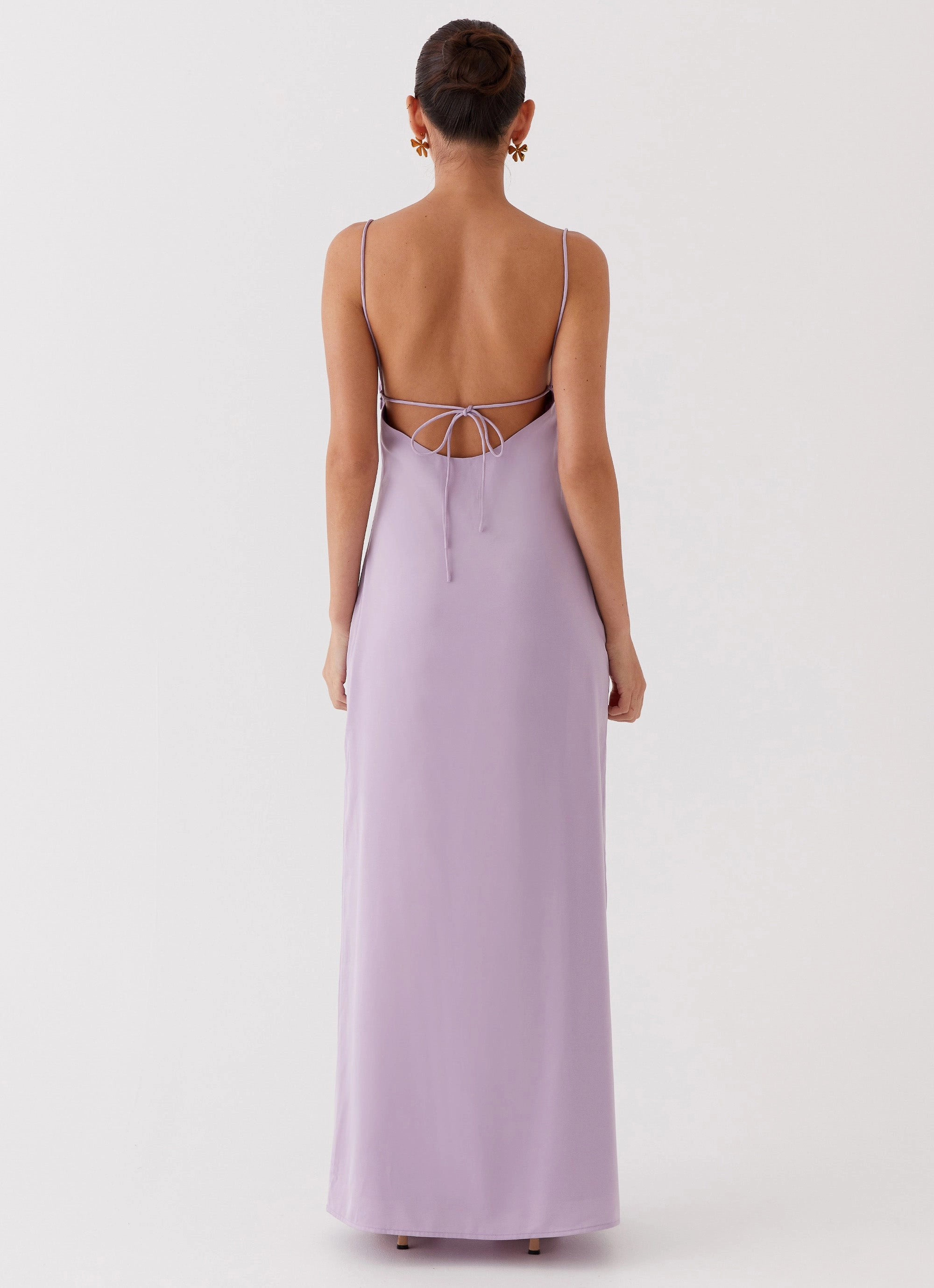 Dream Sight Lace Satin Maxi Dress - Lilac Raincoat Style