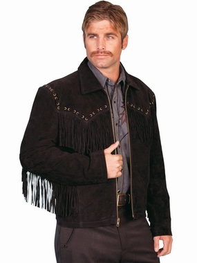 Mild Day Outfit Cold Climate Scully Leather Mens Black Boar Suede Western Fringe Jacket