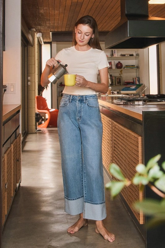 Anti Sagging Technology Duffy Super High Rise Cuffed Baggy Straight Jeans