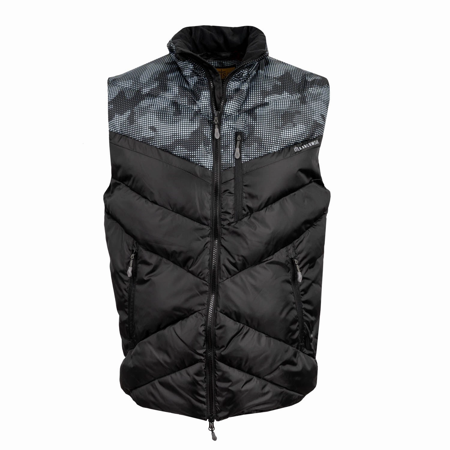 NoiseFreeFabric STS Ranchwear Mens Thermal Black/Multi Poly/Nylon Softshell Vest