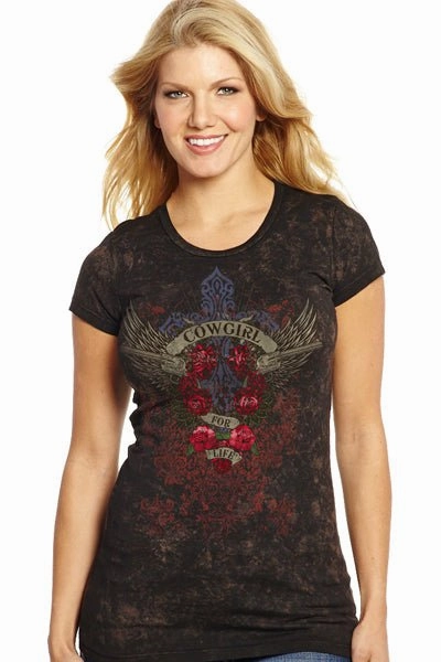 Cowgirl Up Womens Vintage Black 100% Cotton For Life V-Neck T-shirt S/S Minimalist Aesthetic Black Tie Optional