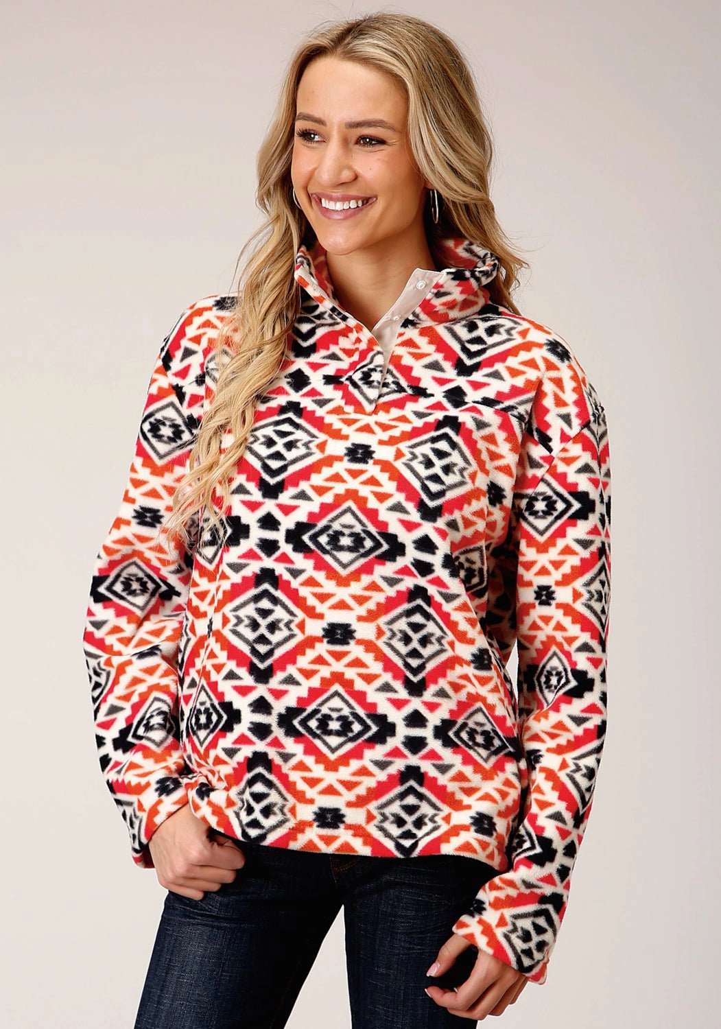 Waterproof Coating Airflow Ventilation System Roper Womens Grey/Orange Polyester Fleece Jacket