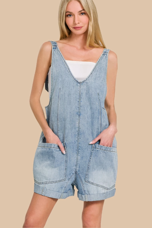 DANNIE DENIM SHORT OVERALLS UPF Protection Layer Trend