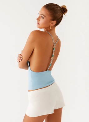 Ollie Knit Halter Top - Blue gentle style