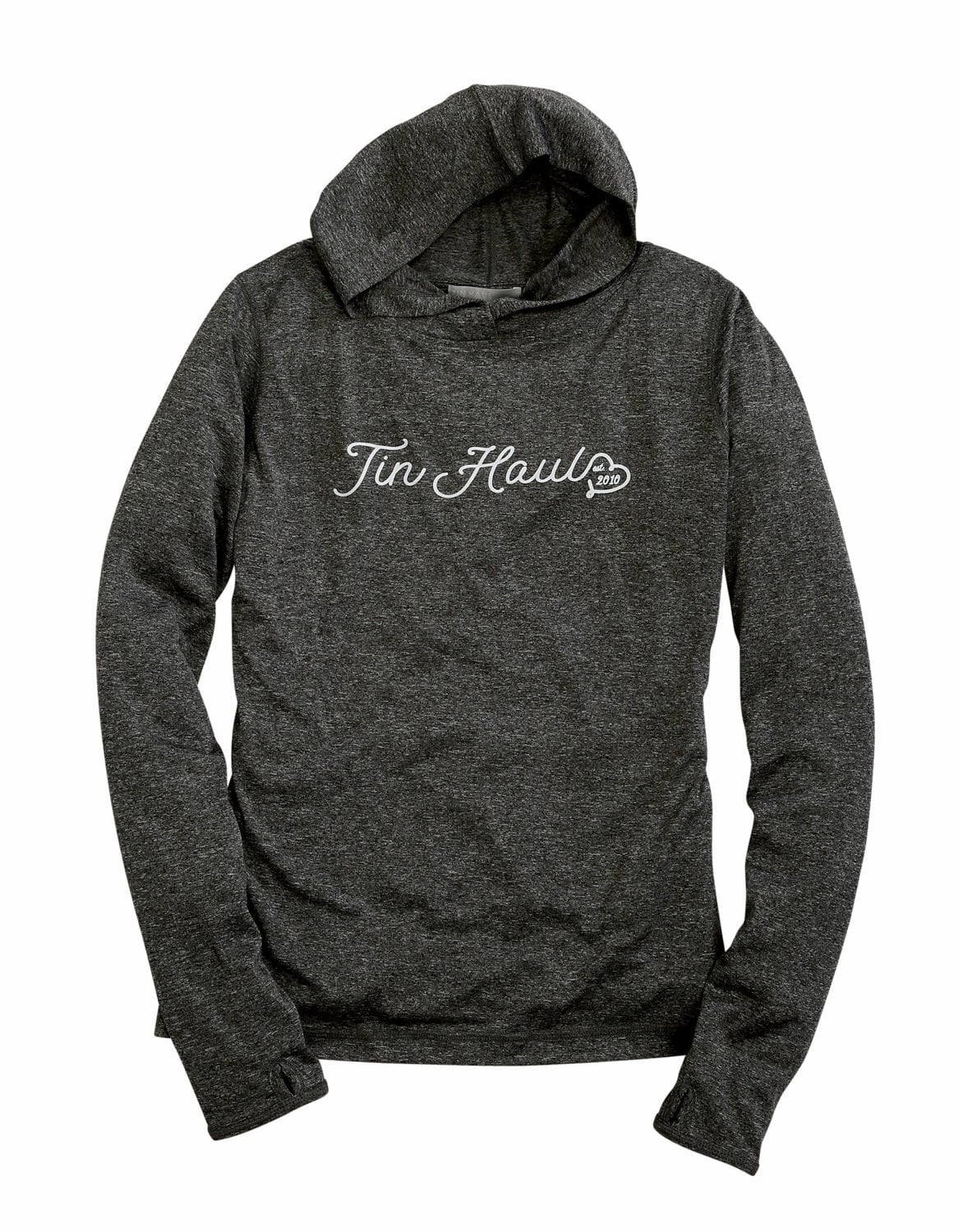 Tin Haul Womens Heather Grey Polyester Heart at the End Hoodie Hollow Fiber Fill Waterproof Fabric