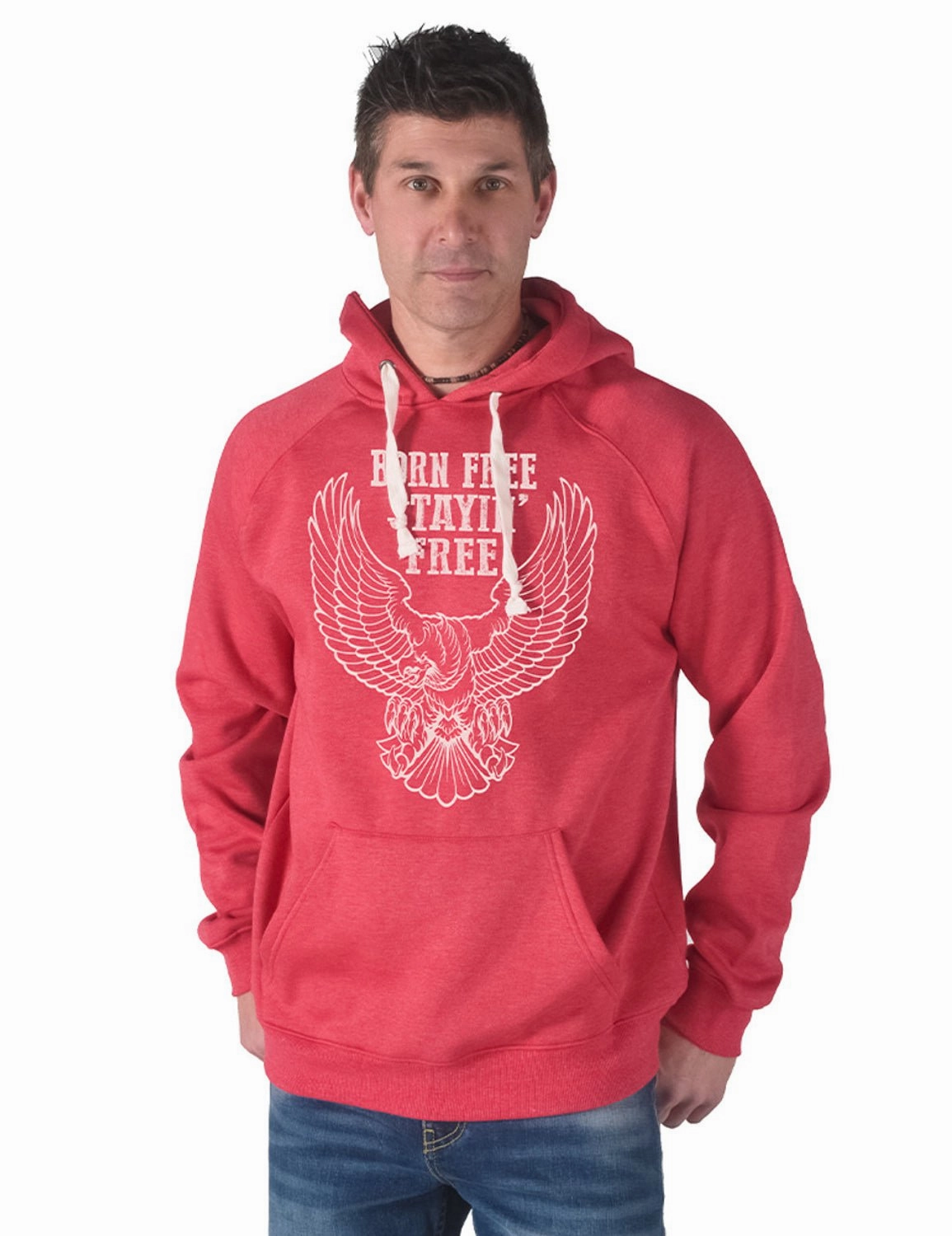 RubberizedTrim Odor Resistant B Tuff Unisex Born Free Eagle Red Poly/Rayon Hoodie
