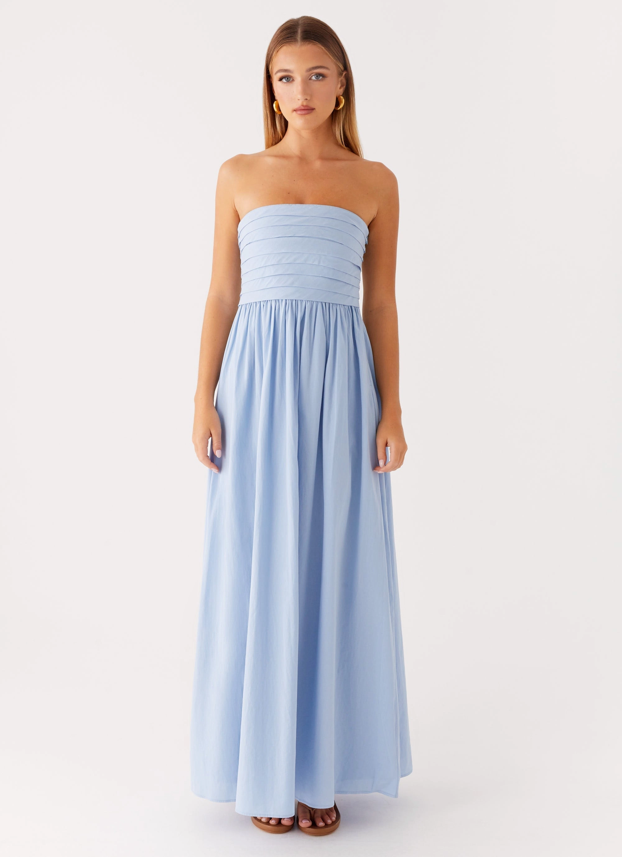 Ethically-Made StretchableKnit Tamia Maxi Dress - Blue