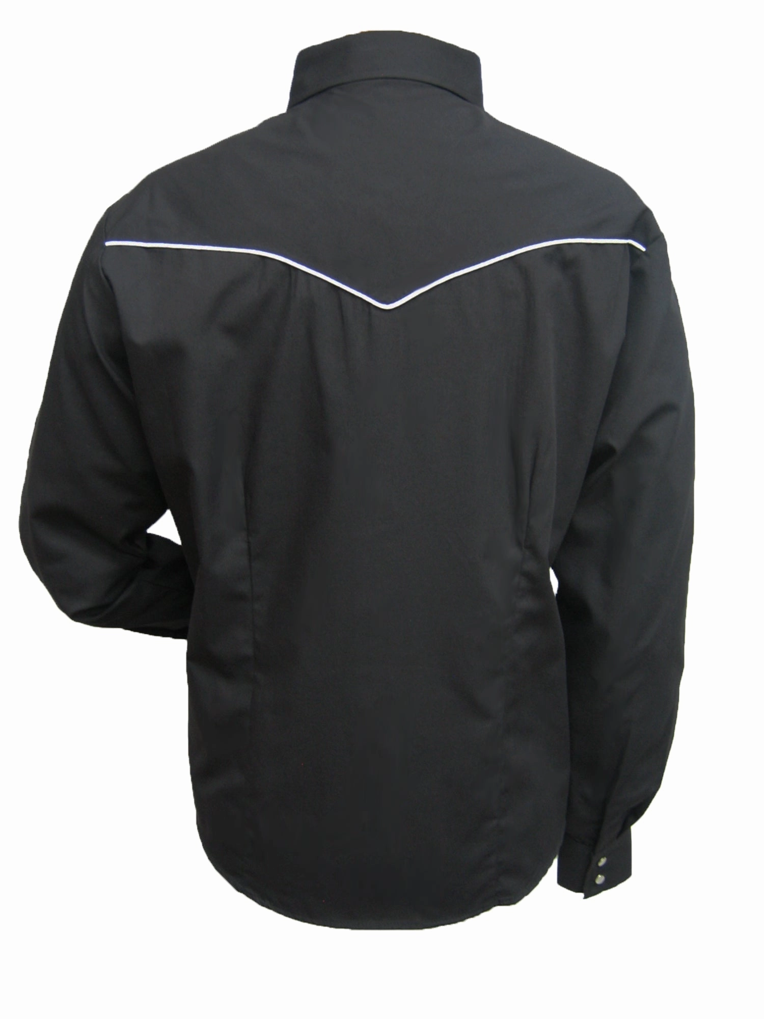 Ely & Walker Womens Solid Black Western Shirt L/S Poly/Cotton Reg Subtle Print UV Protection