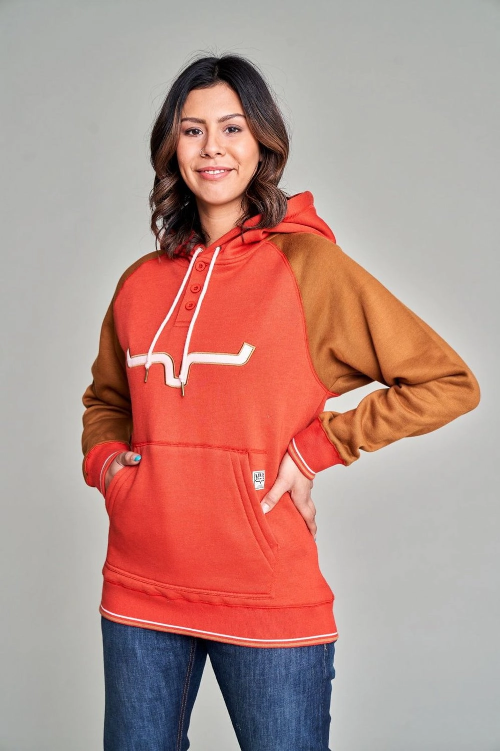 Spring Layer Weekend Ready Kimes Ranch Womens Amigo Burnt Red Cotton blend Hoodie