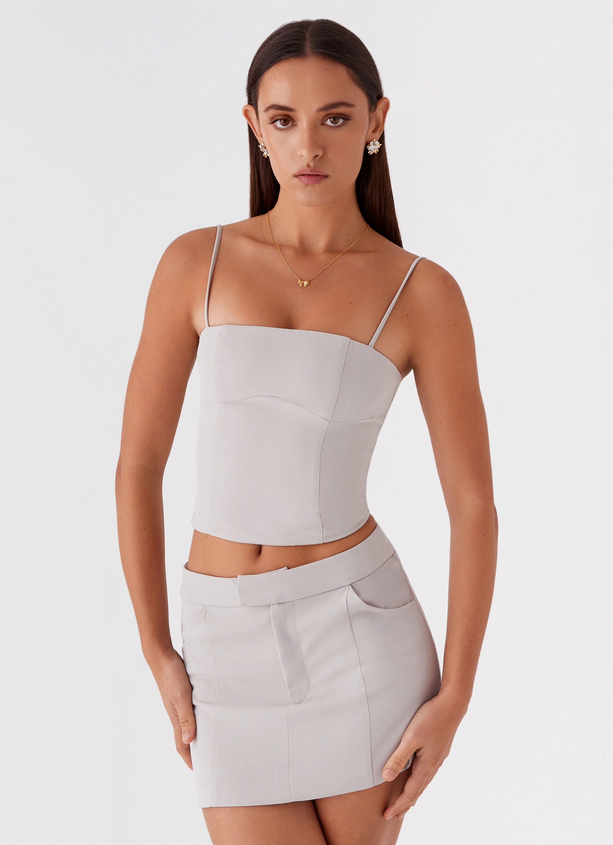 Eliana Suit Mini Skirt - Grey Comfy Style
