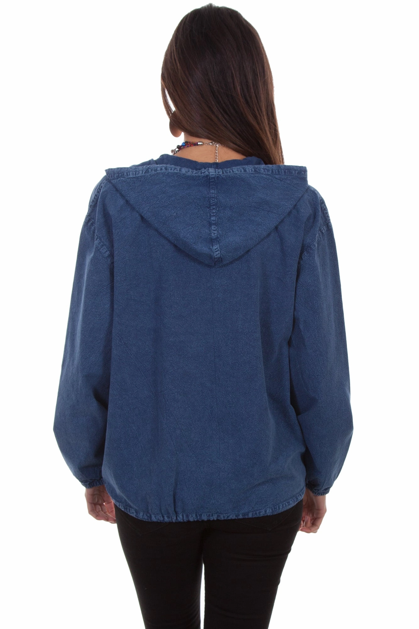 Scully Womens Dark Blue 100% Cotton Zip Front Hoodie Knit Outfit