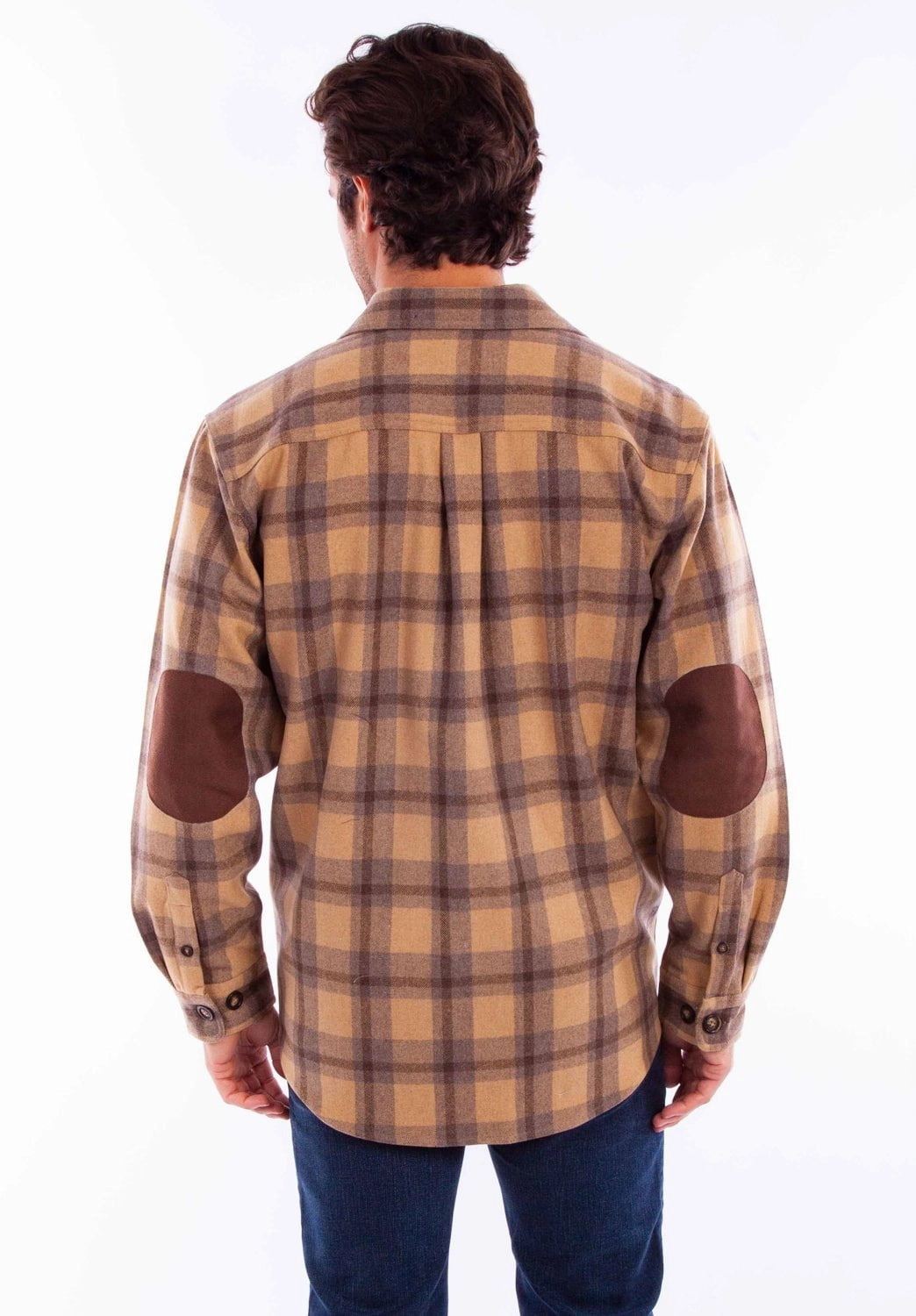 Scully Mens Heavyweight Flannel Tan Wool Blend L/S Shirt Neutral Tones