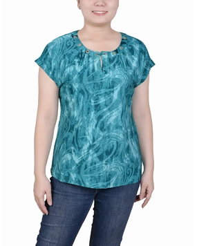 Extended Sleeve Top With Grommets TonalStitching