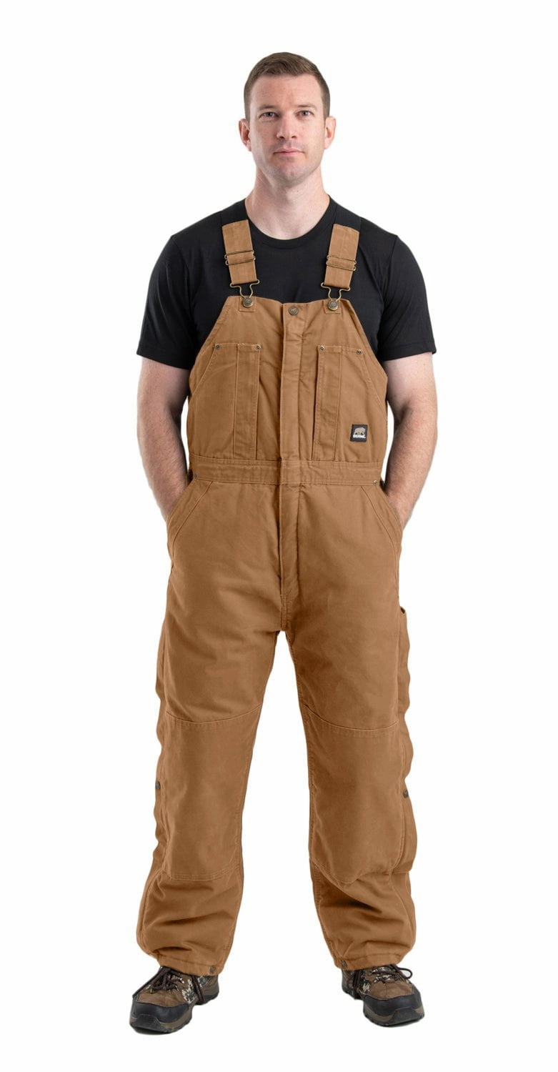 Rubberized Zippers Berne Mens Brown Duck 100% Cotton Insulated Bib Overall