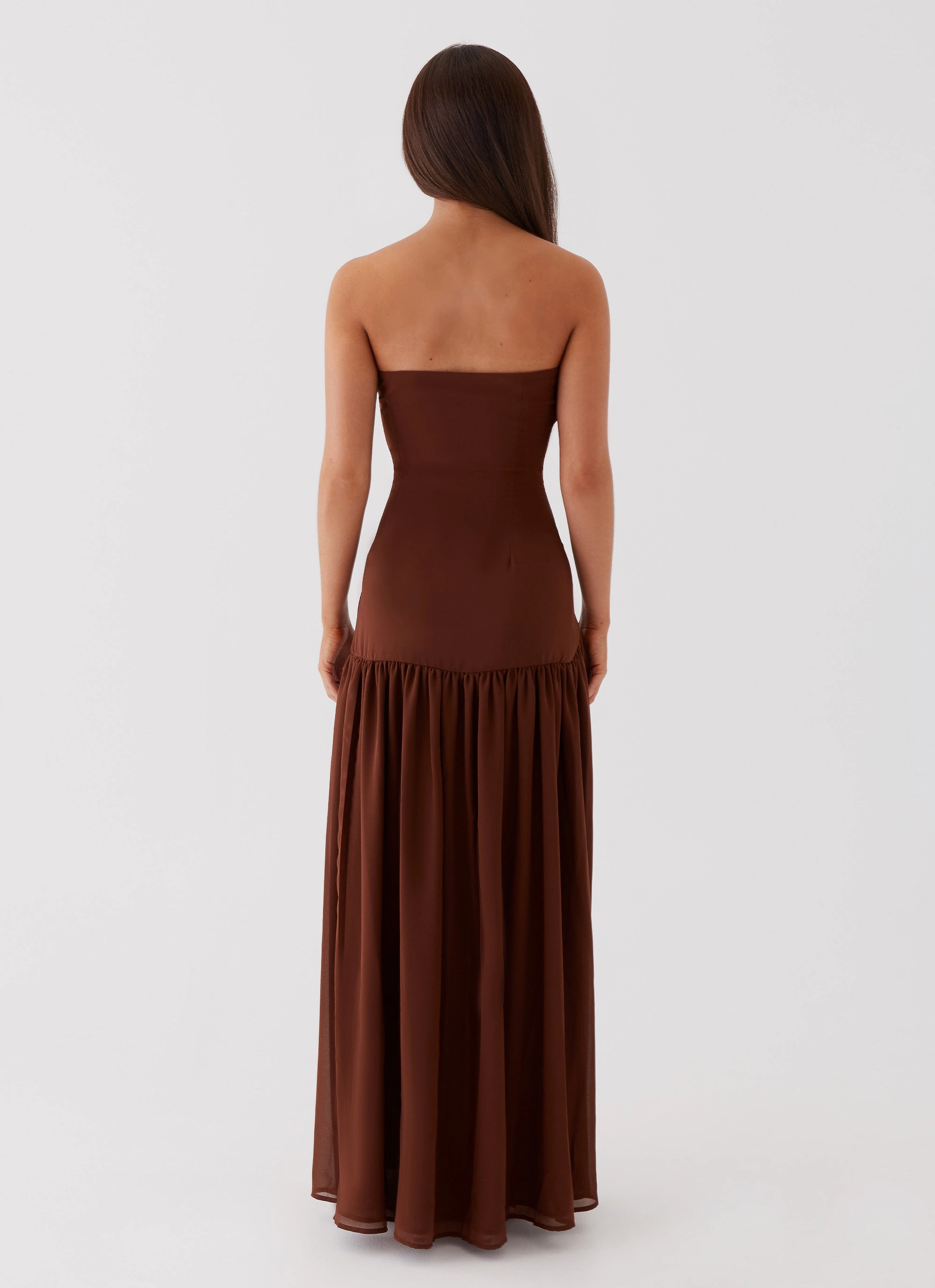 Heavy Duty Coat Rainy Day Eden Strapless Maxi Dress - Brown