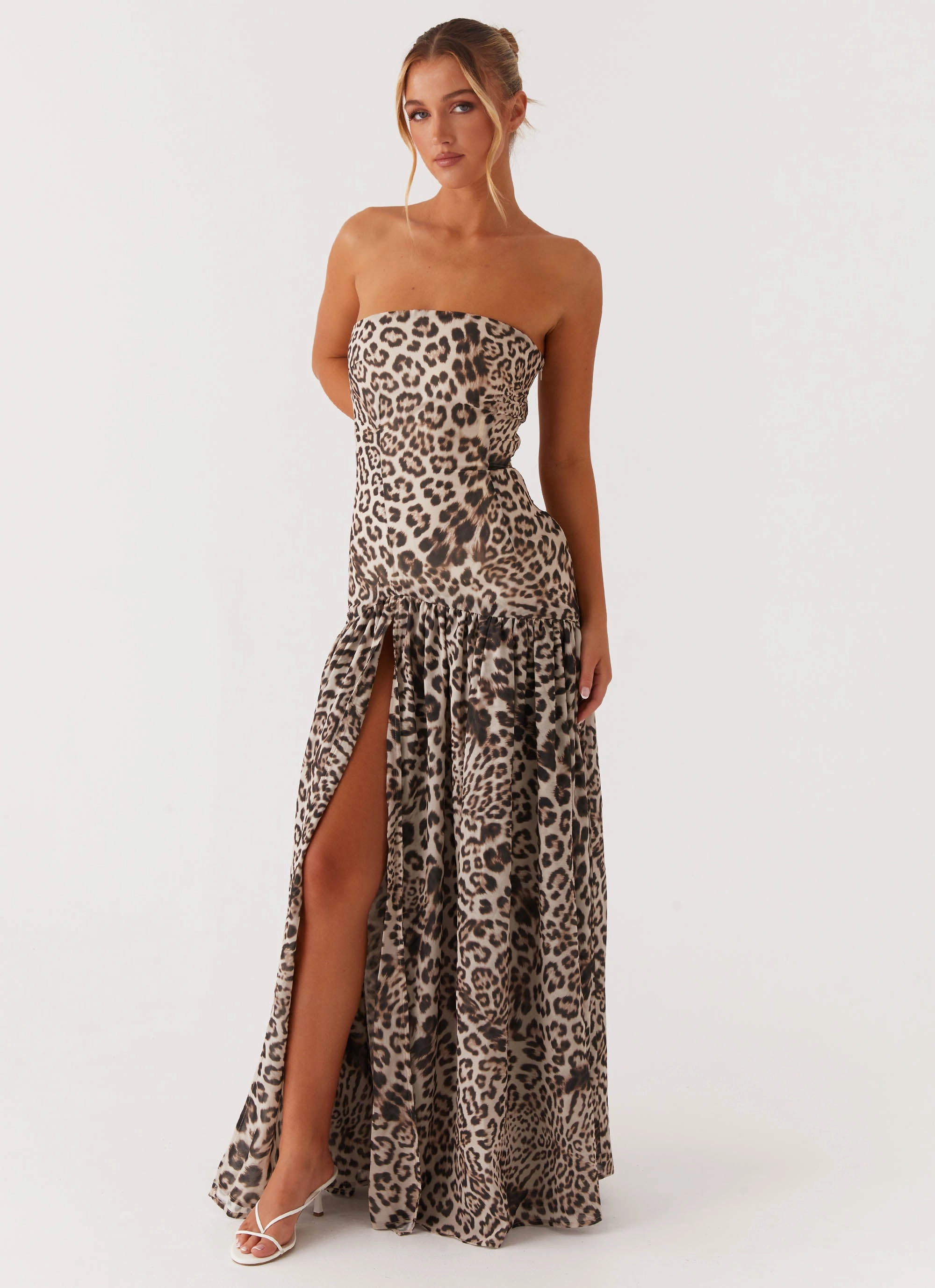 Perfect Style Wear urban vibe Eden Strapless Maxi Dress - Leopard