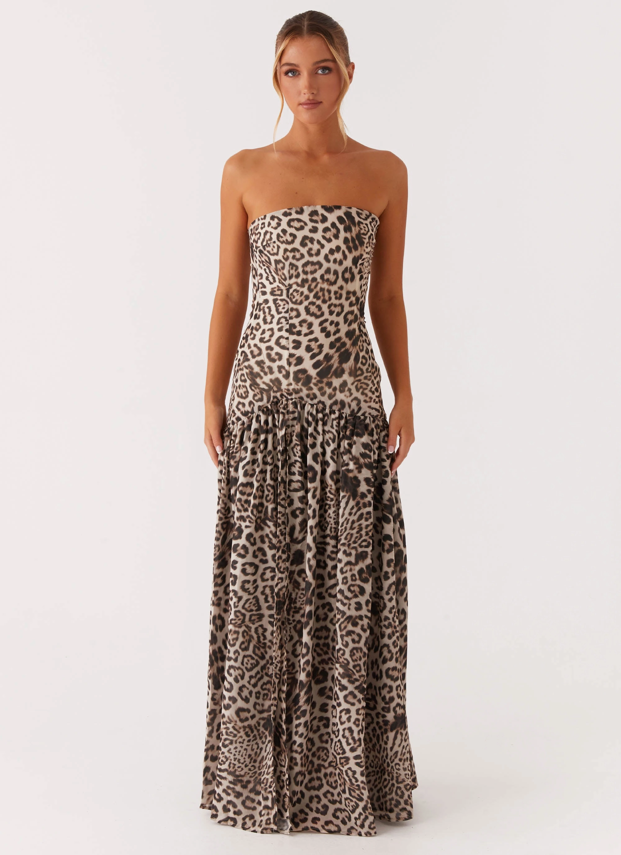 QuickReleaseClasp Eden Strapless Maxi Dress - Leopard
