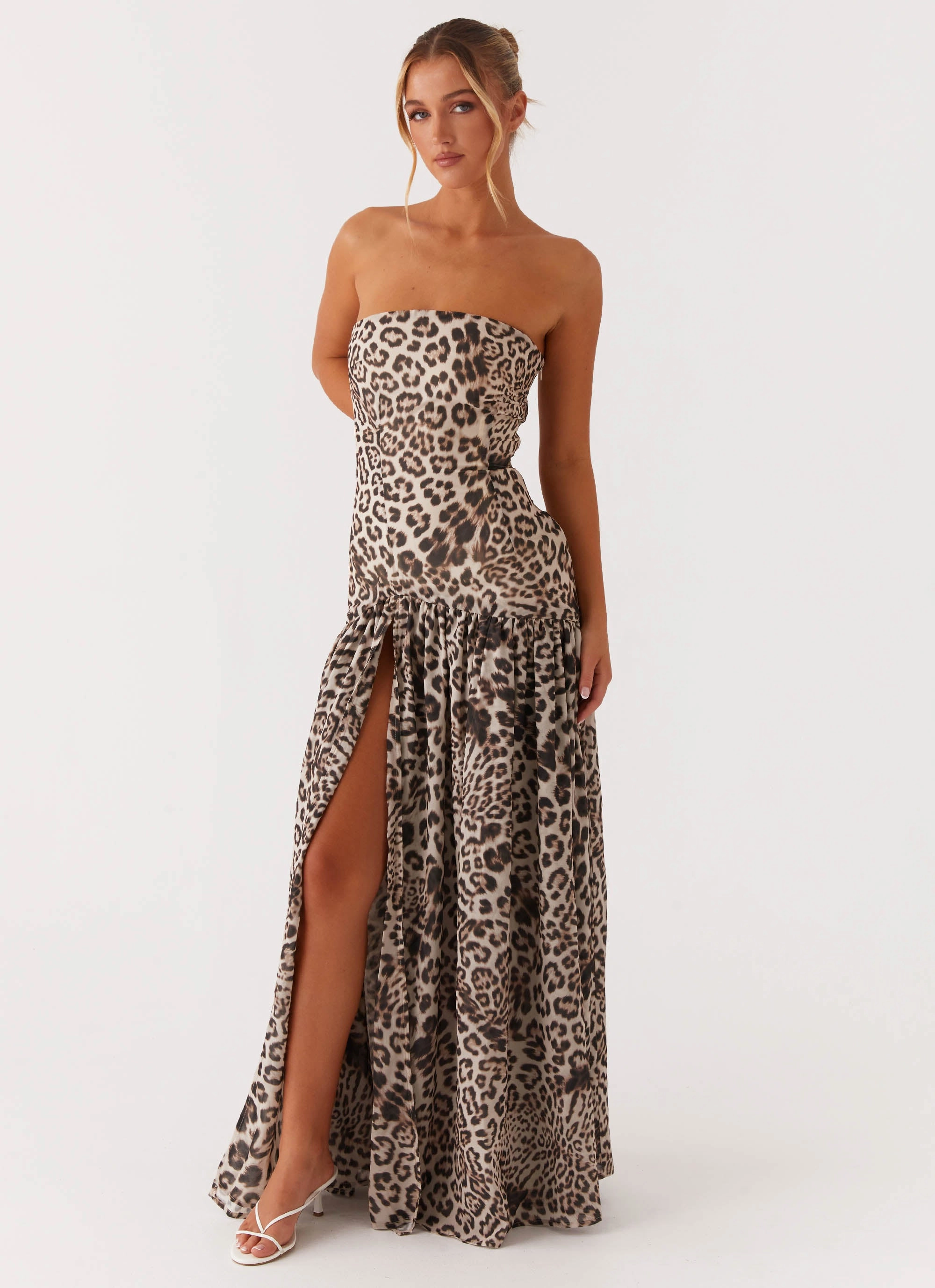 Eden Strapless Maxi Dress - Leopard Night Mood Comfy Style