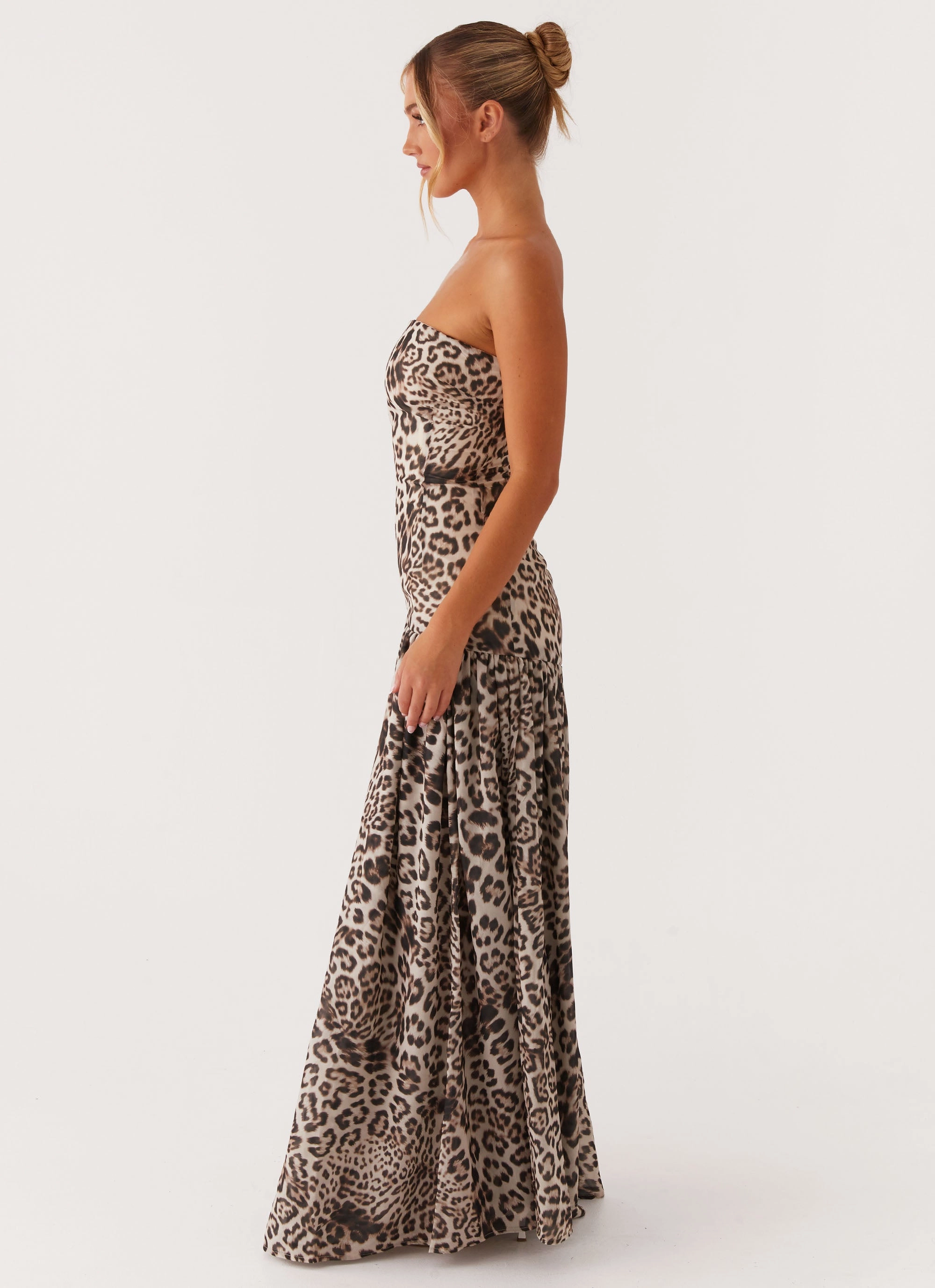 Eden Strapless Maxi Dress - Leopard Contemporary Fit
