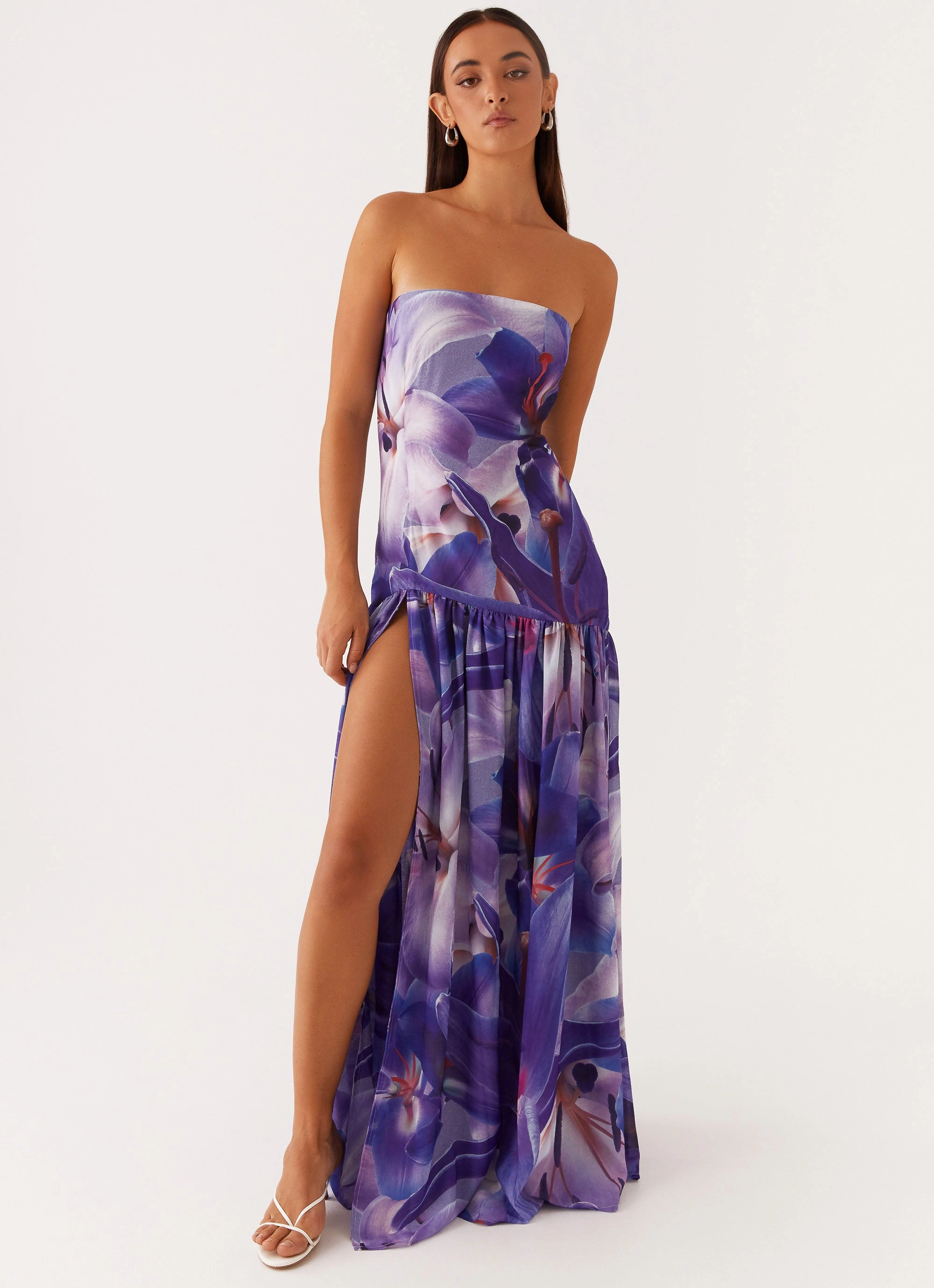 Eden Strapless Maxi Dress - Purple White Lilly Movement Ready Body Positive
