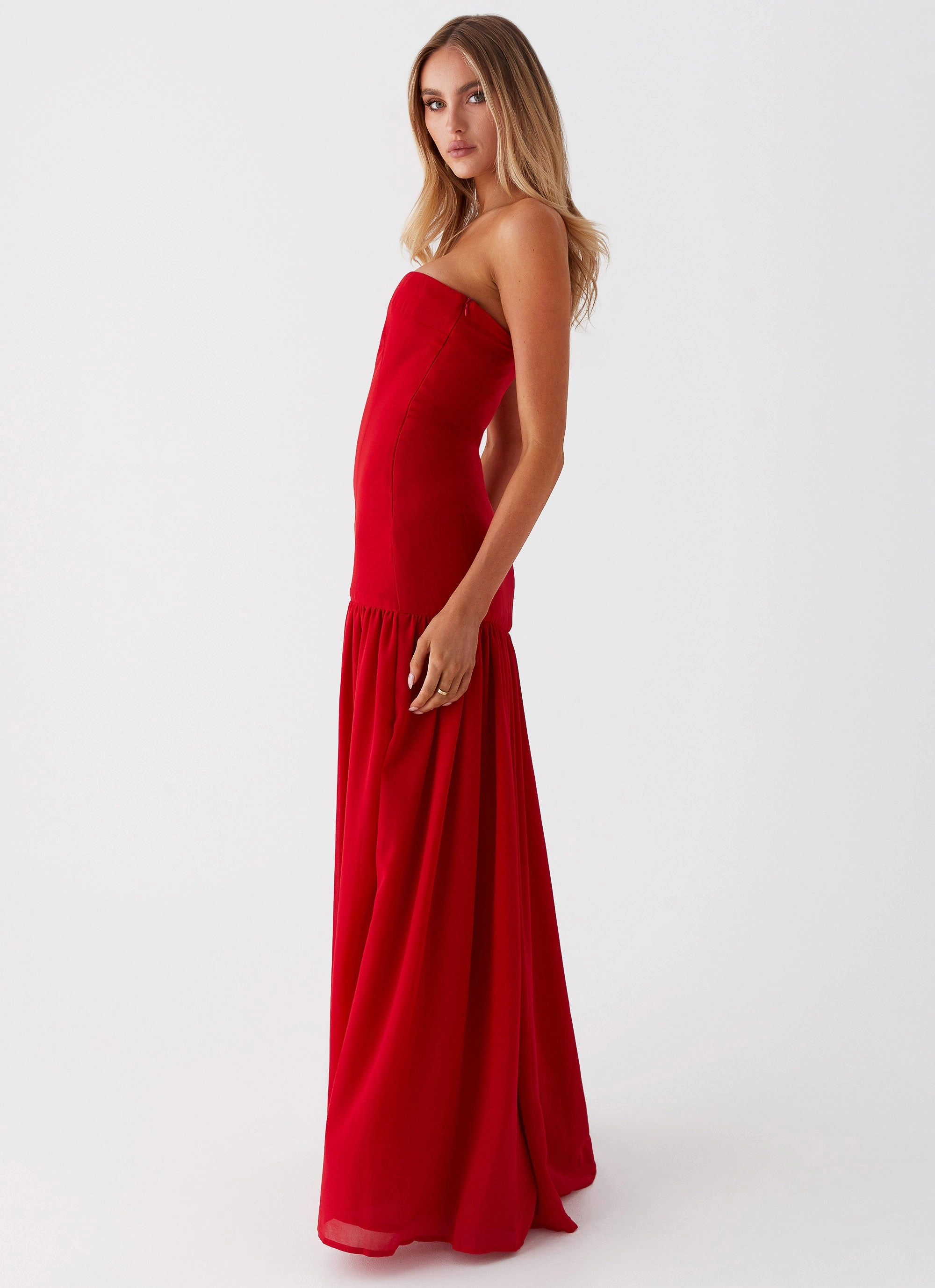 Eden Strapless Maxi Dress - Red Trendy Must Have