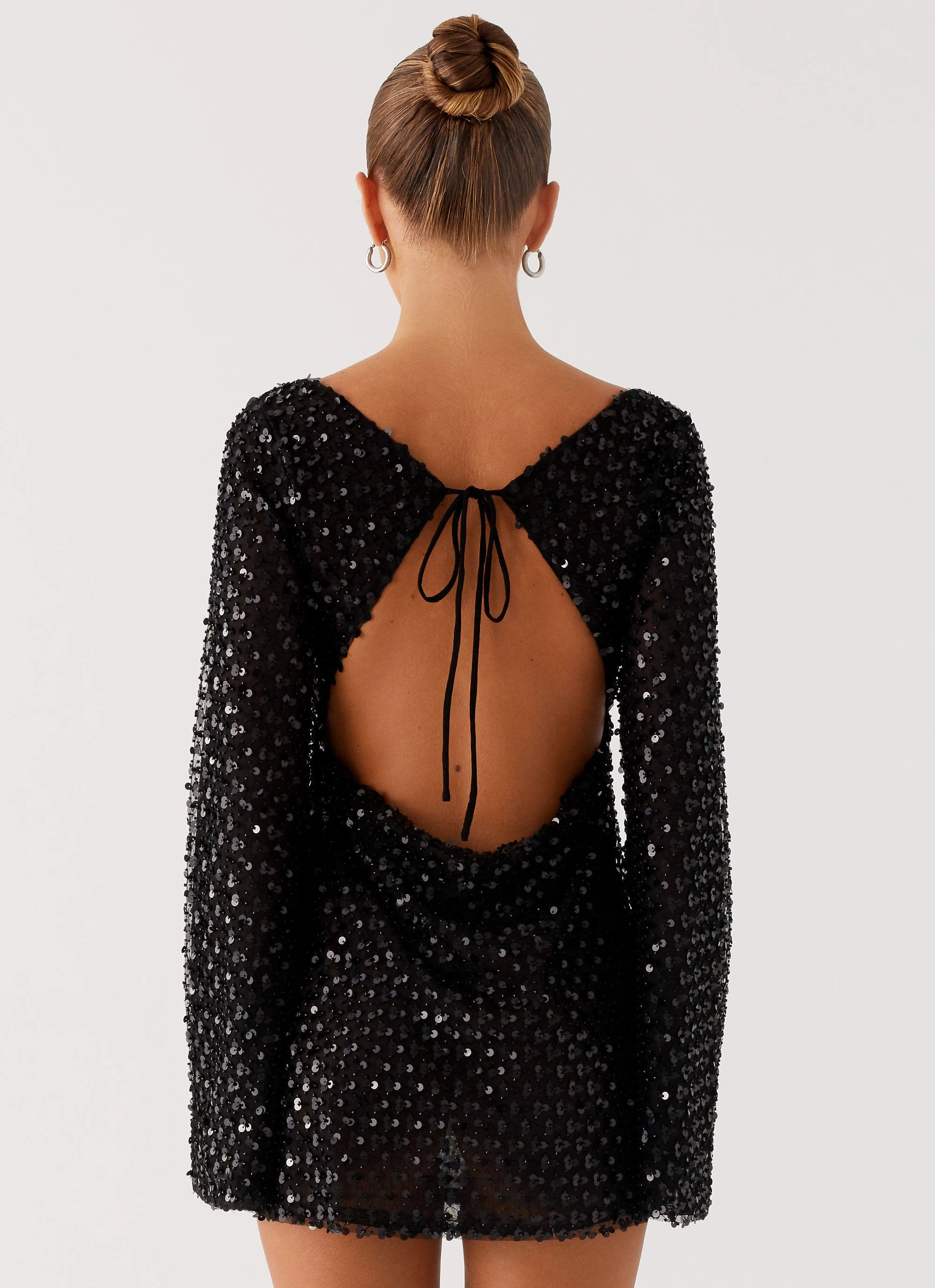 Soft Layering Edessa Sequin Mini Dress - Black