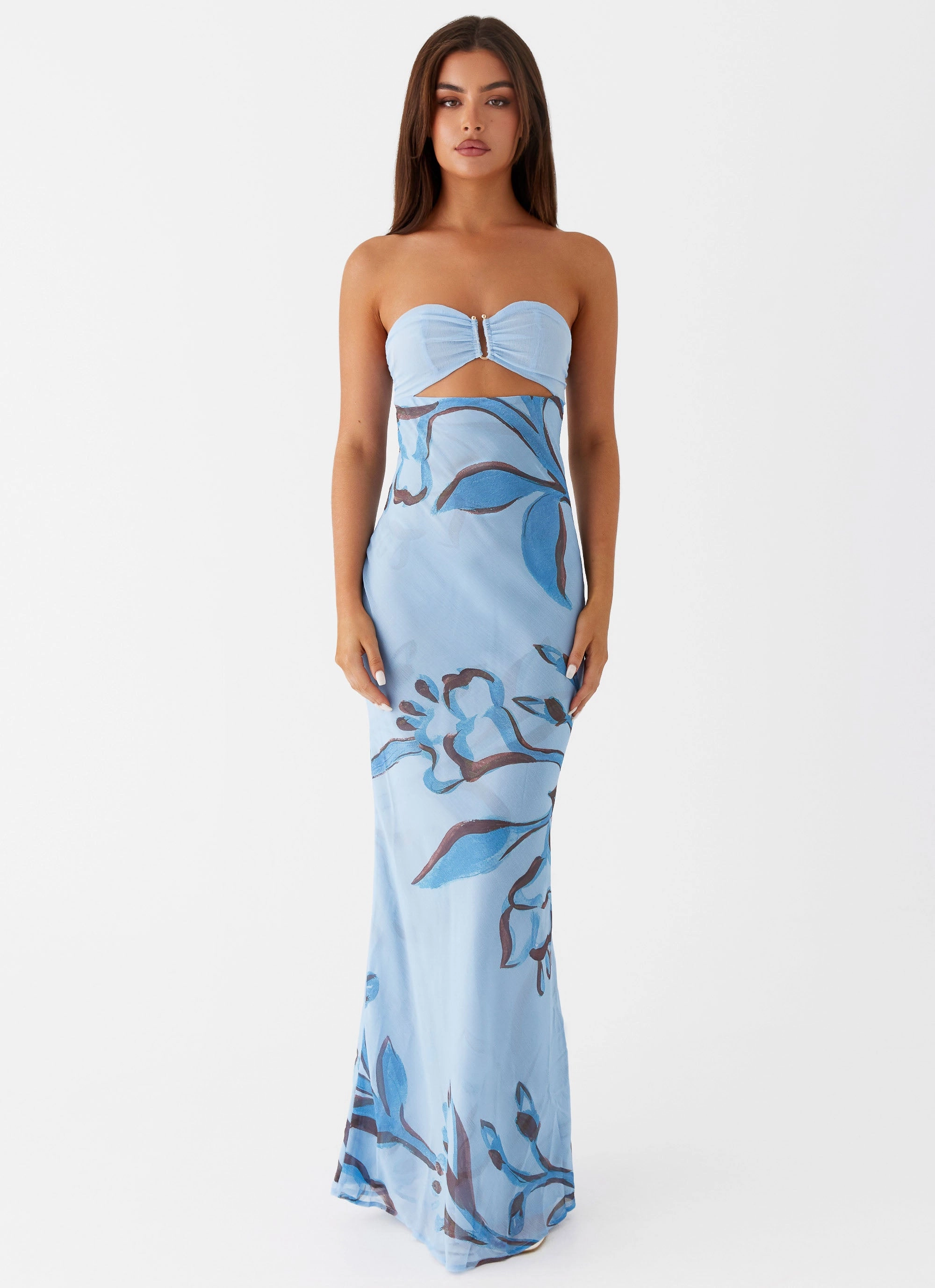 Chic outerwear City Outerwear Tropicana Maxi Dress - Blue Floral