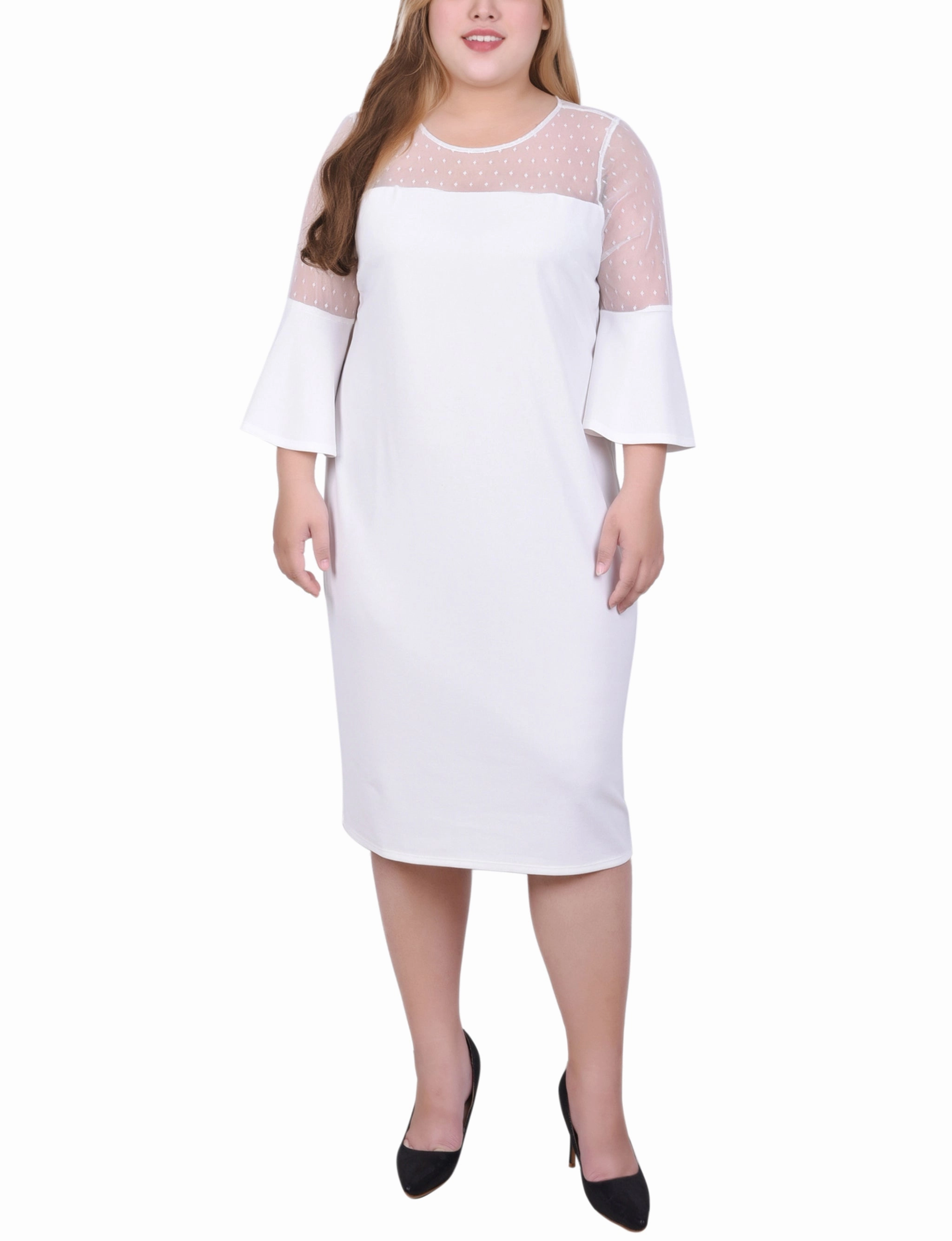 Plus Size Illusion Neck Scuba Dress Neutral Feel
