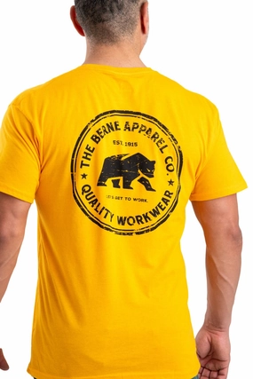 Preppy Vibe Eco Friendly Material Berne Mens Gold Cotton Blend Heritage Badge Tee S/S