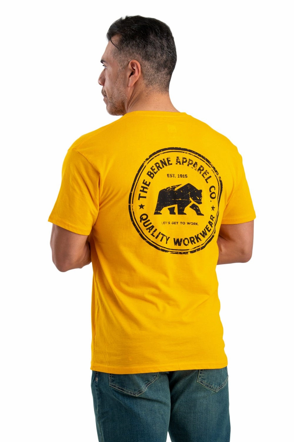 Berne Mens Gold Cotton Blend Heritage Badge Tee S/S Anti-static Premium Quality