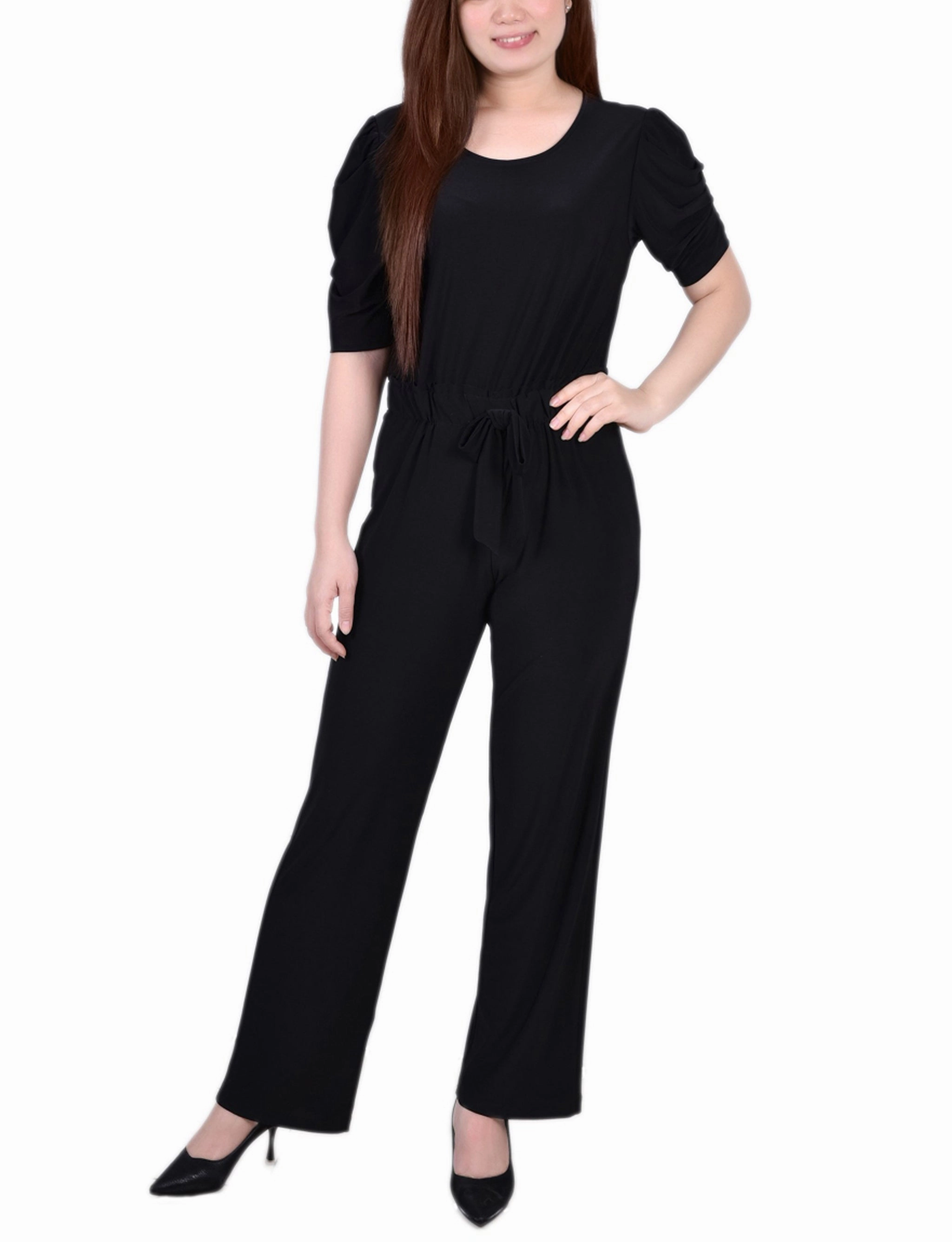 Tagless Design Elbow Sleeve Jumpsuit