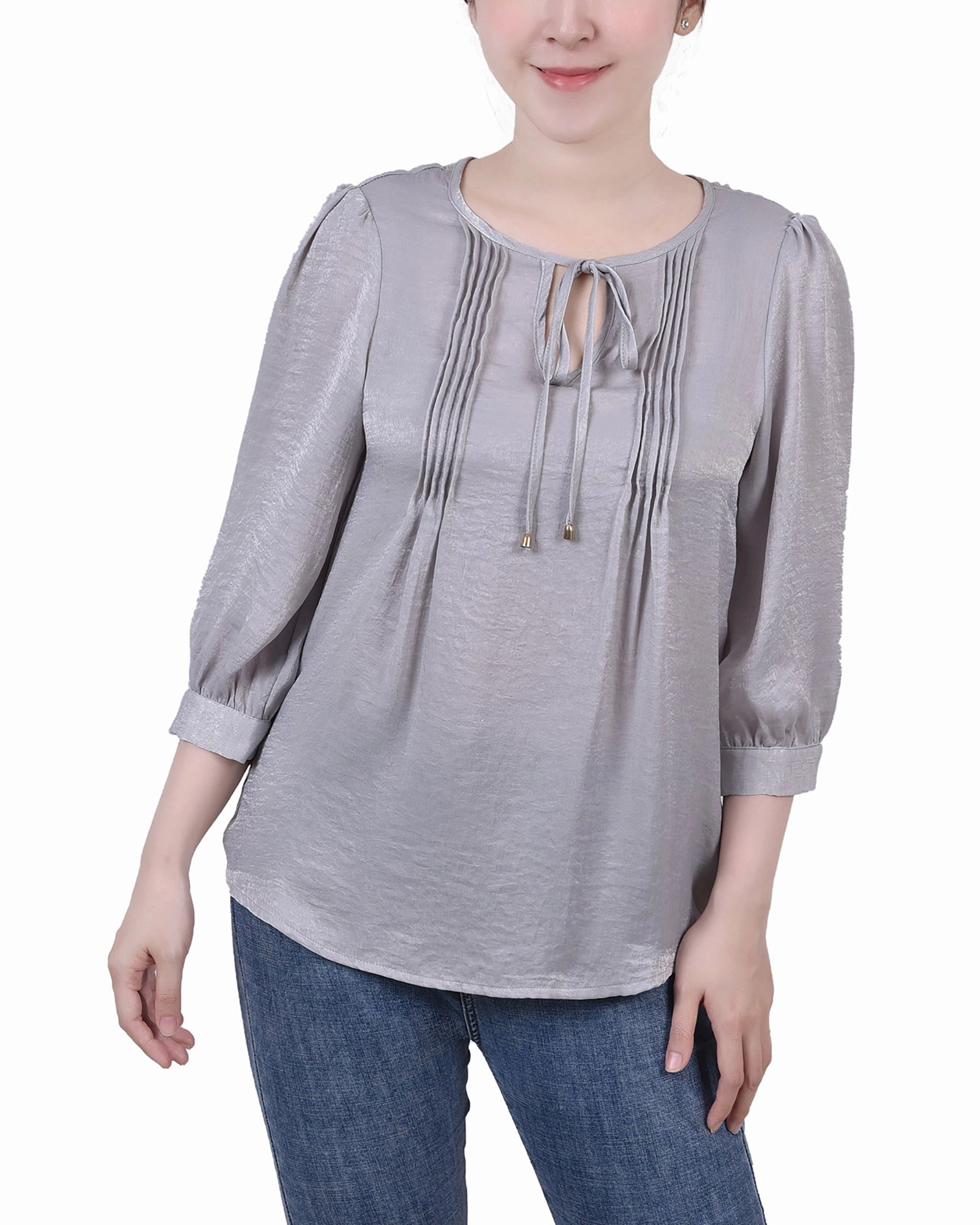 Elbow Sleeve Satin Blouse Tear Resistant Reinforcement