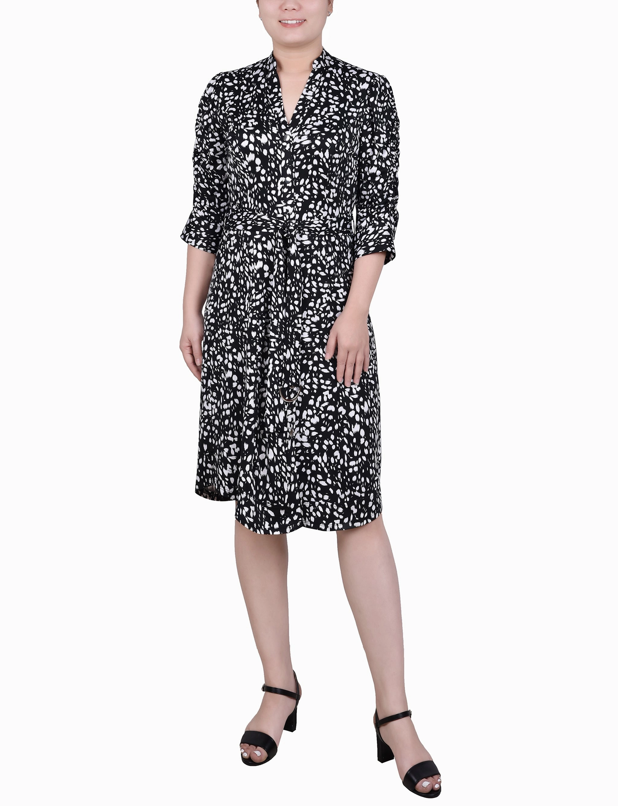 Smart Fashion Elbow Sleeve Y Neck Dress