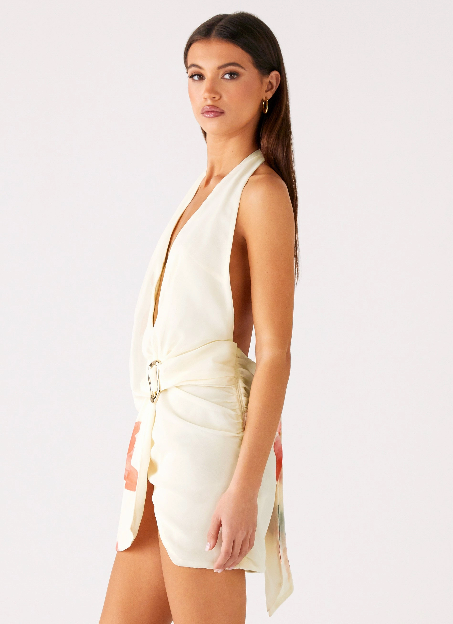 Puffer Outerwear Weather resistant Eleanora Plunge Mini Dress - Siena Floral